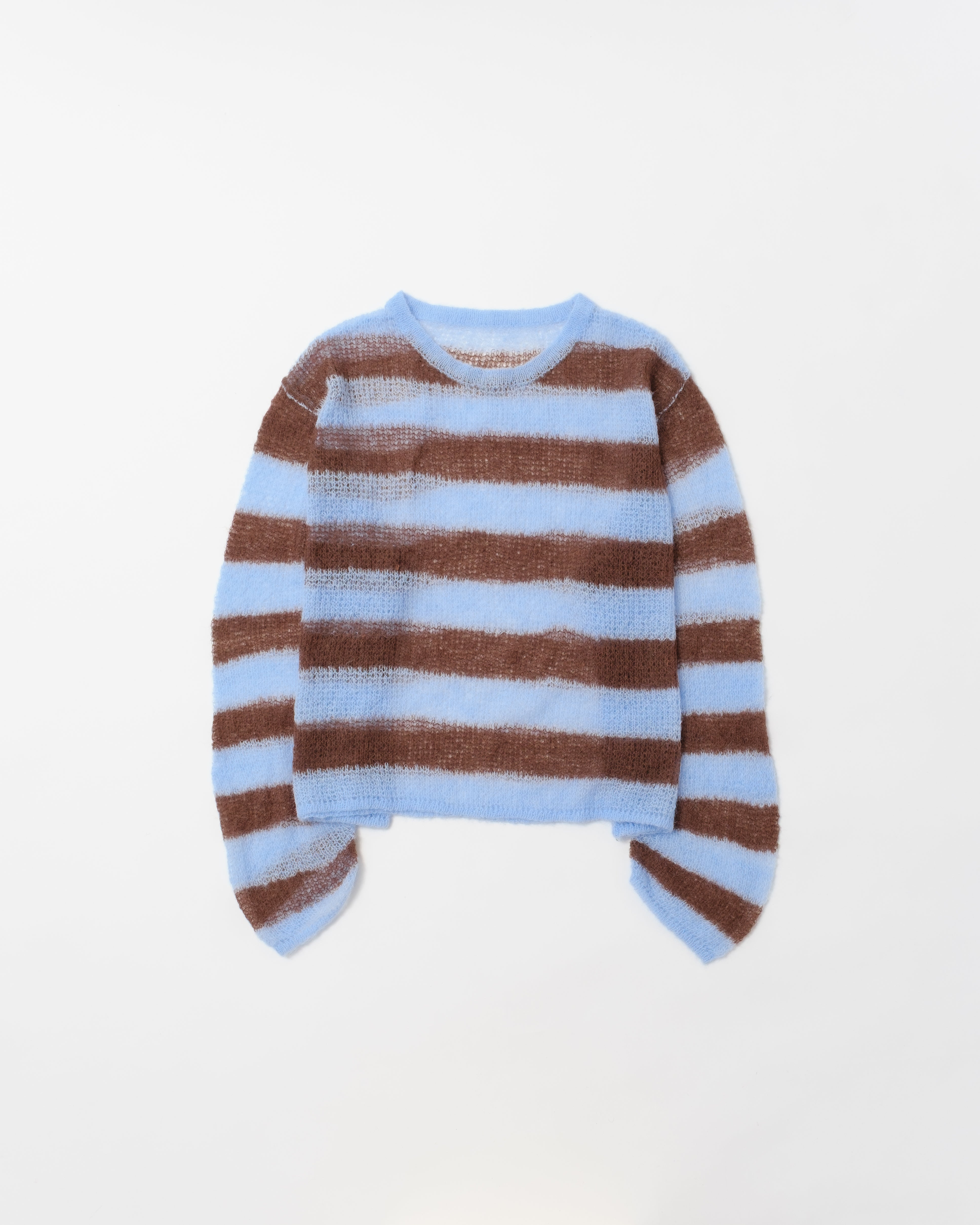 【poppy】LOW GAUGE BORDER KNIT (BLUE) Border low-gauge knit sweater