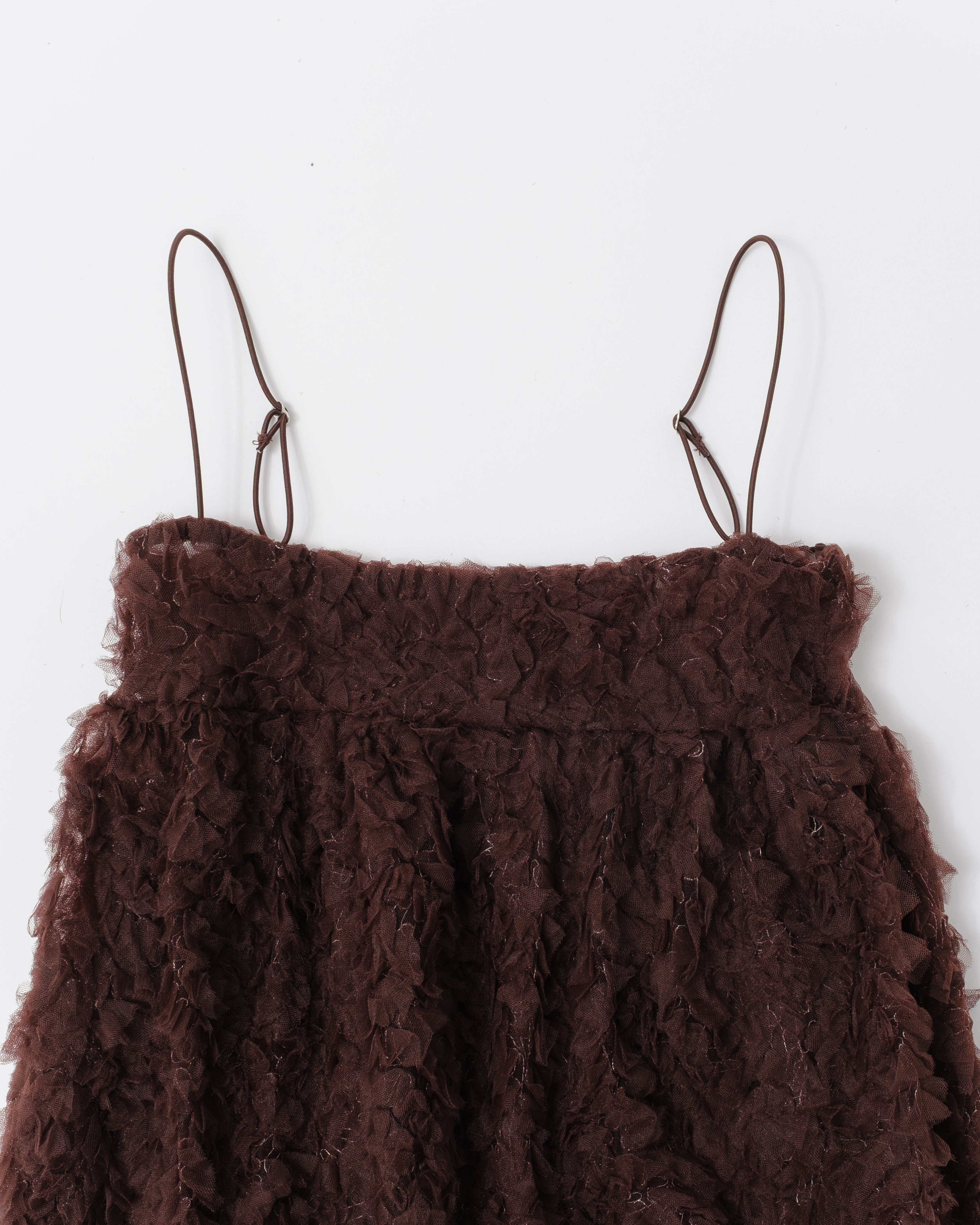 ワンピース POPPY Tulle balloon tunic (brown) Tulle balloon tunic (brown)