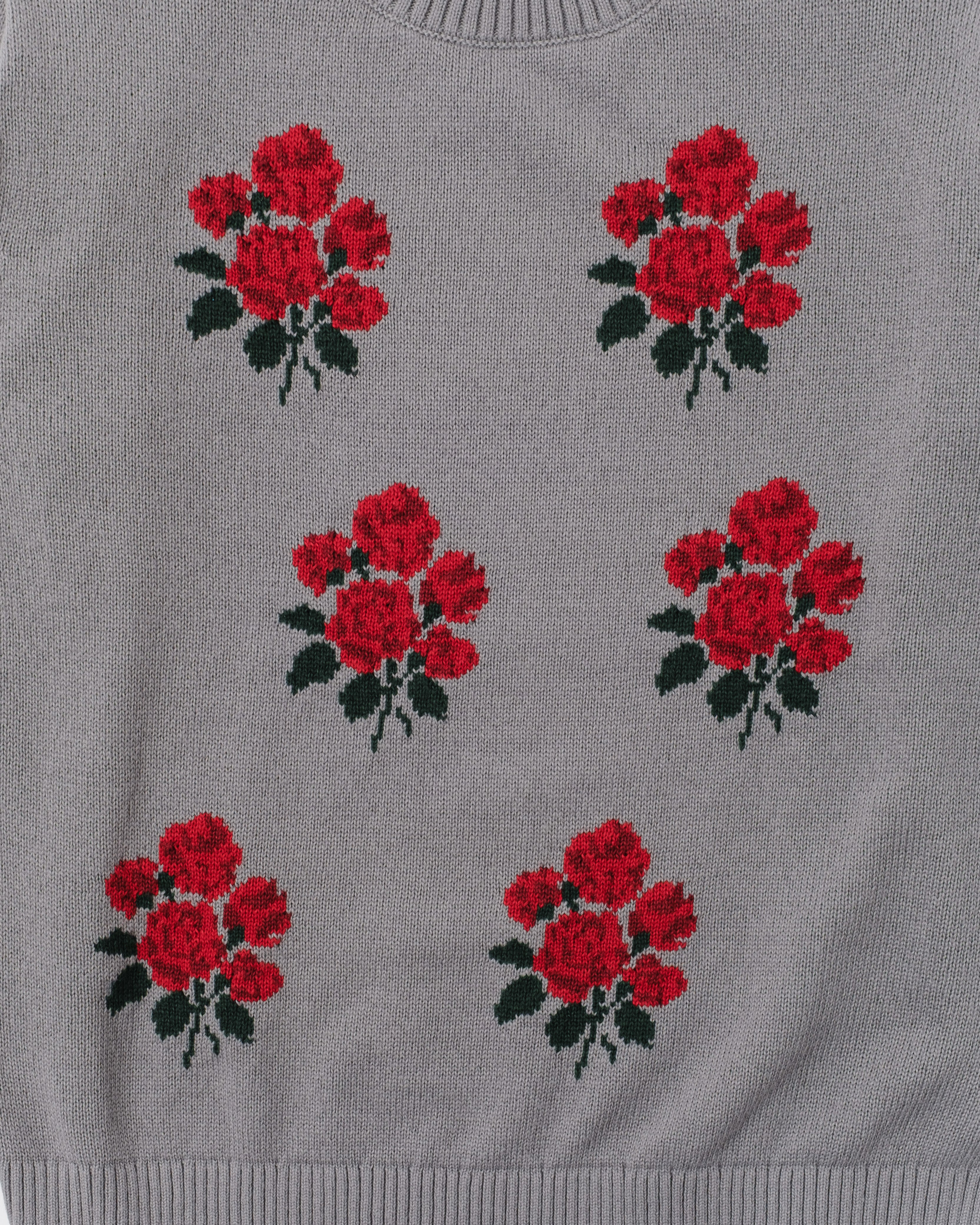 Red bouquet intarsia knit