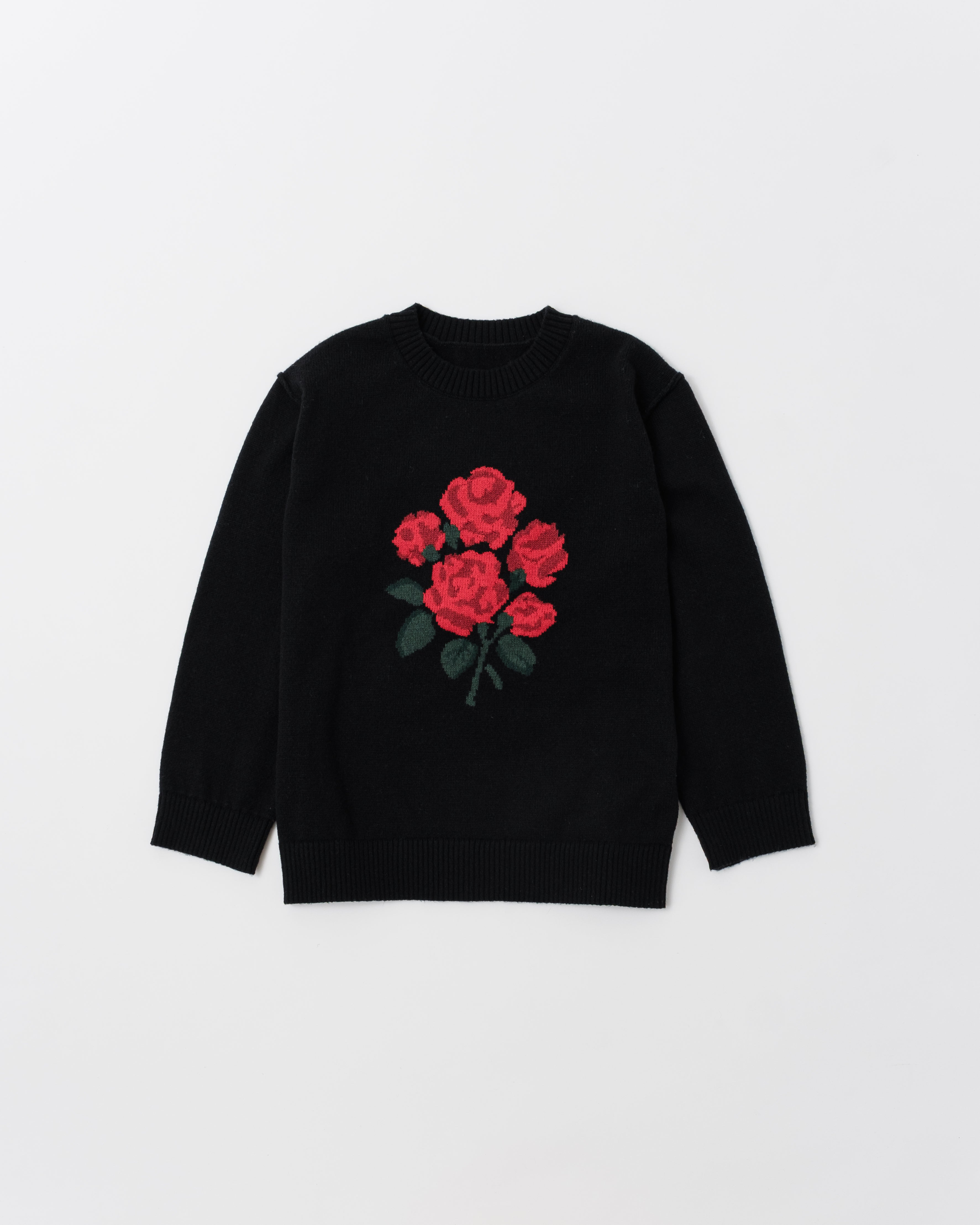 トップス POPPY RED BOUQUET INTARSIA KNIT (BLACK) Red bouquet intarsia knit (black)