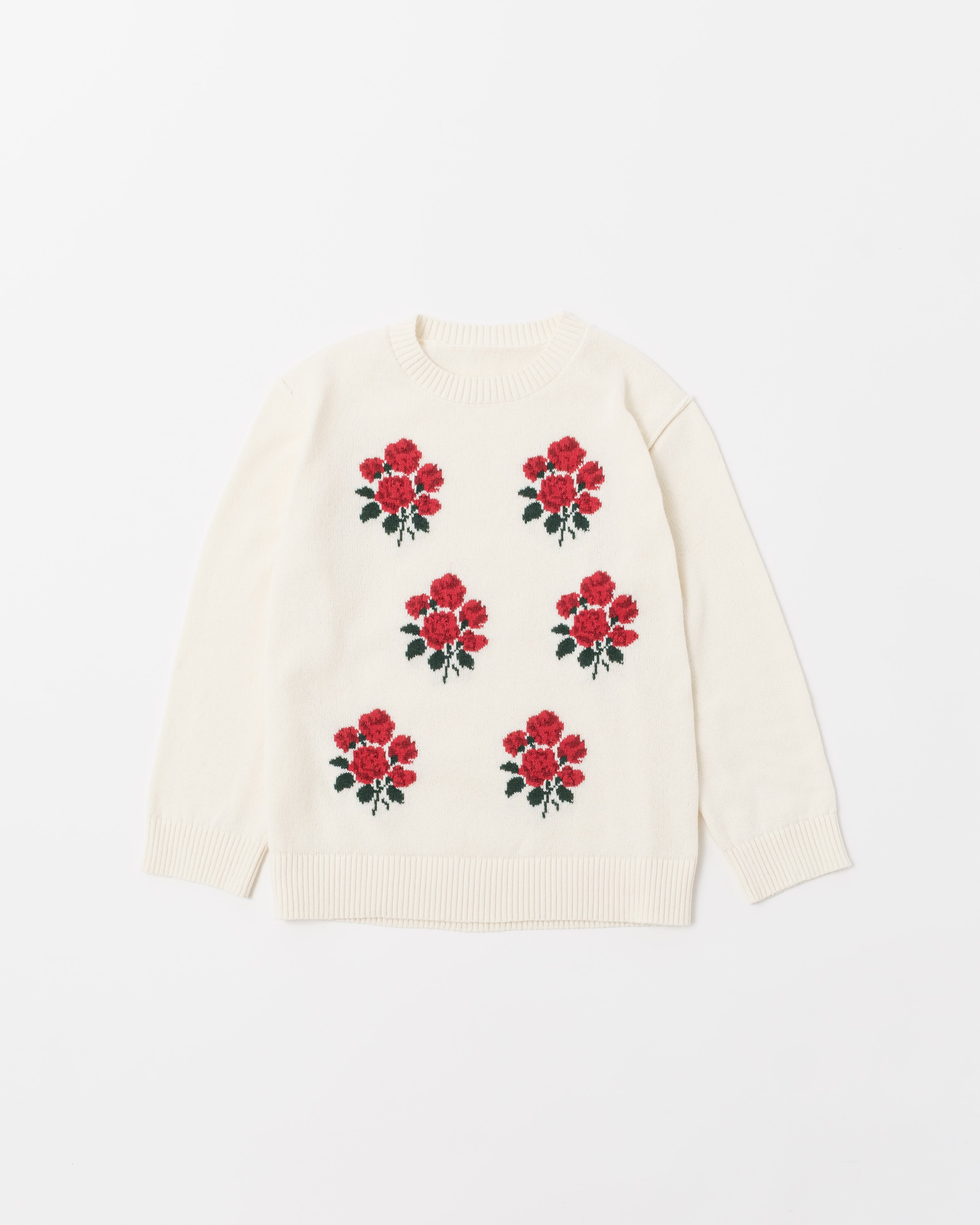 Red bouquet intarsia knit