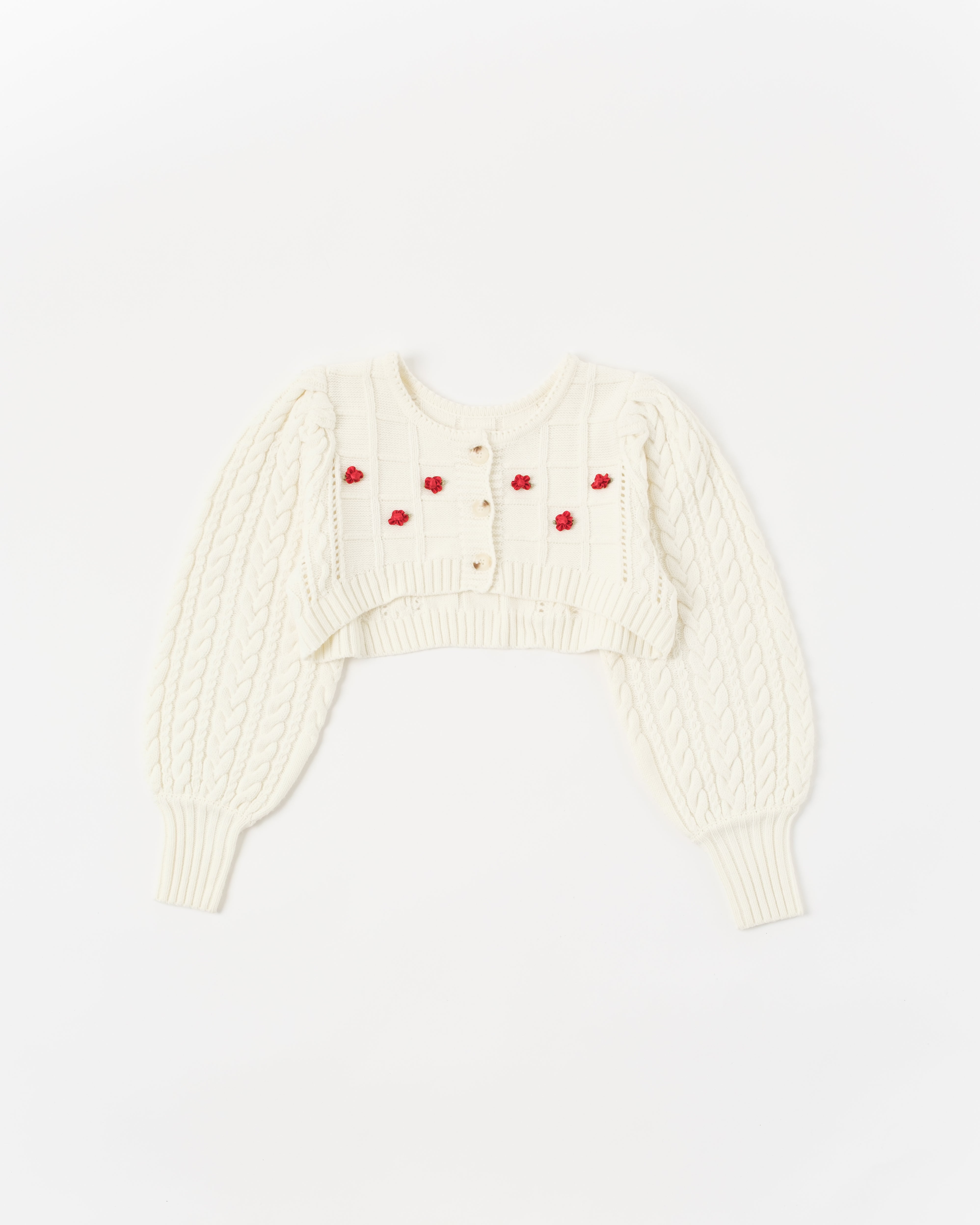 Ribbon flower cropped cardigan