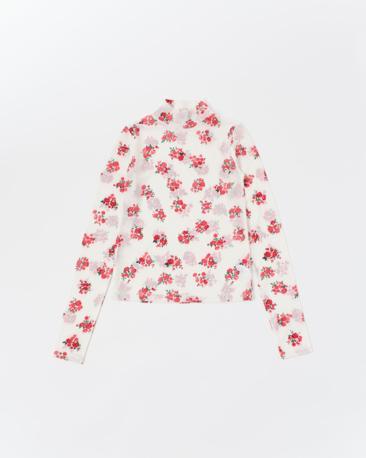 Red bouquet see-through tops (High / Round neck)