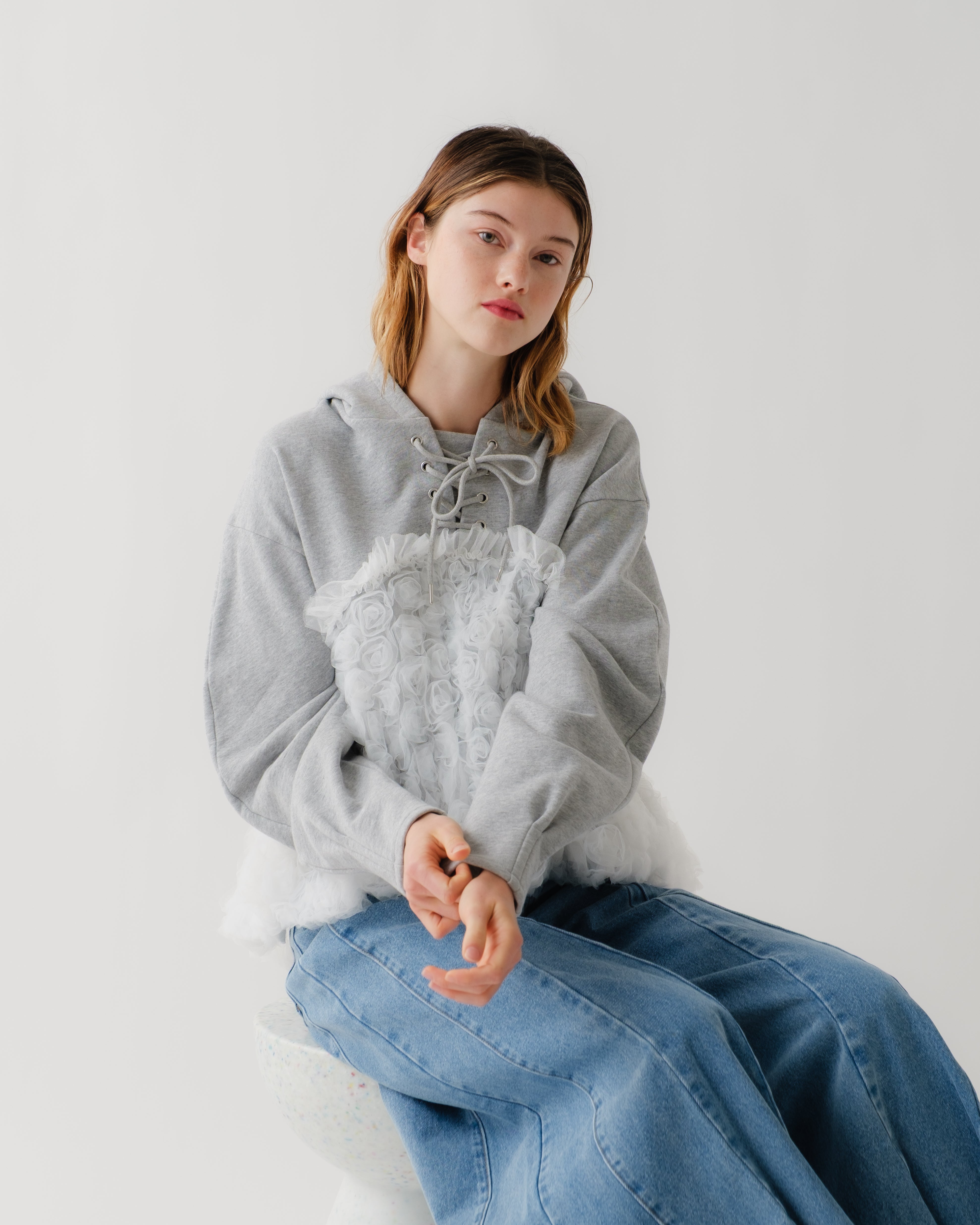 tulle docking hoodie（gray）