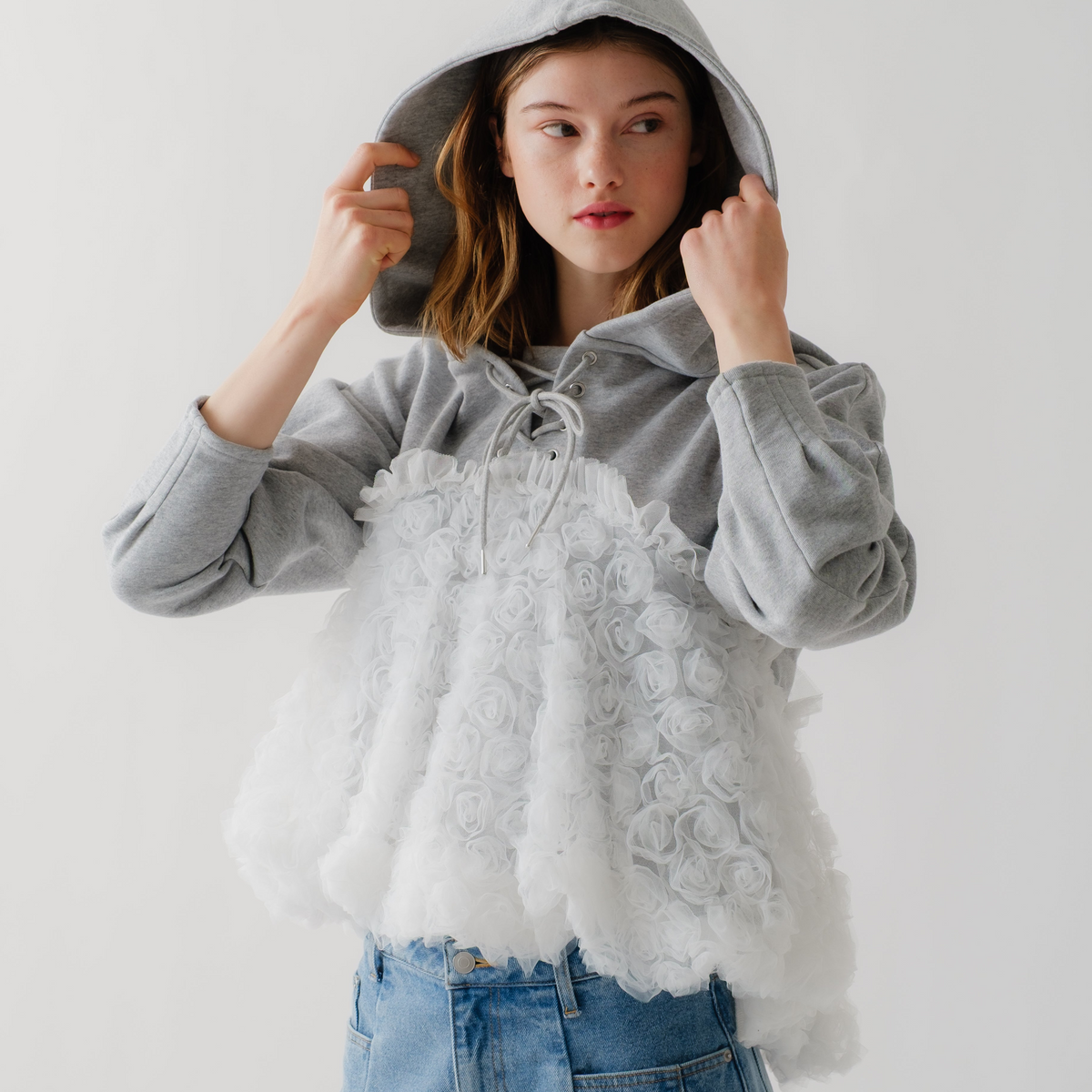 tulle docking hoodie(gray) tulle docking hoodie(gray)