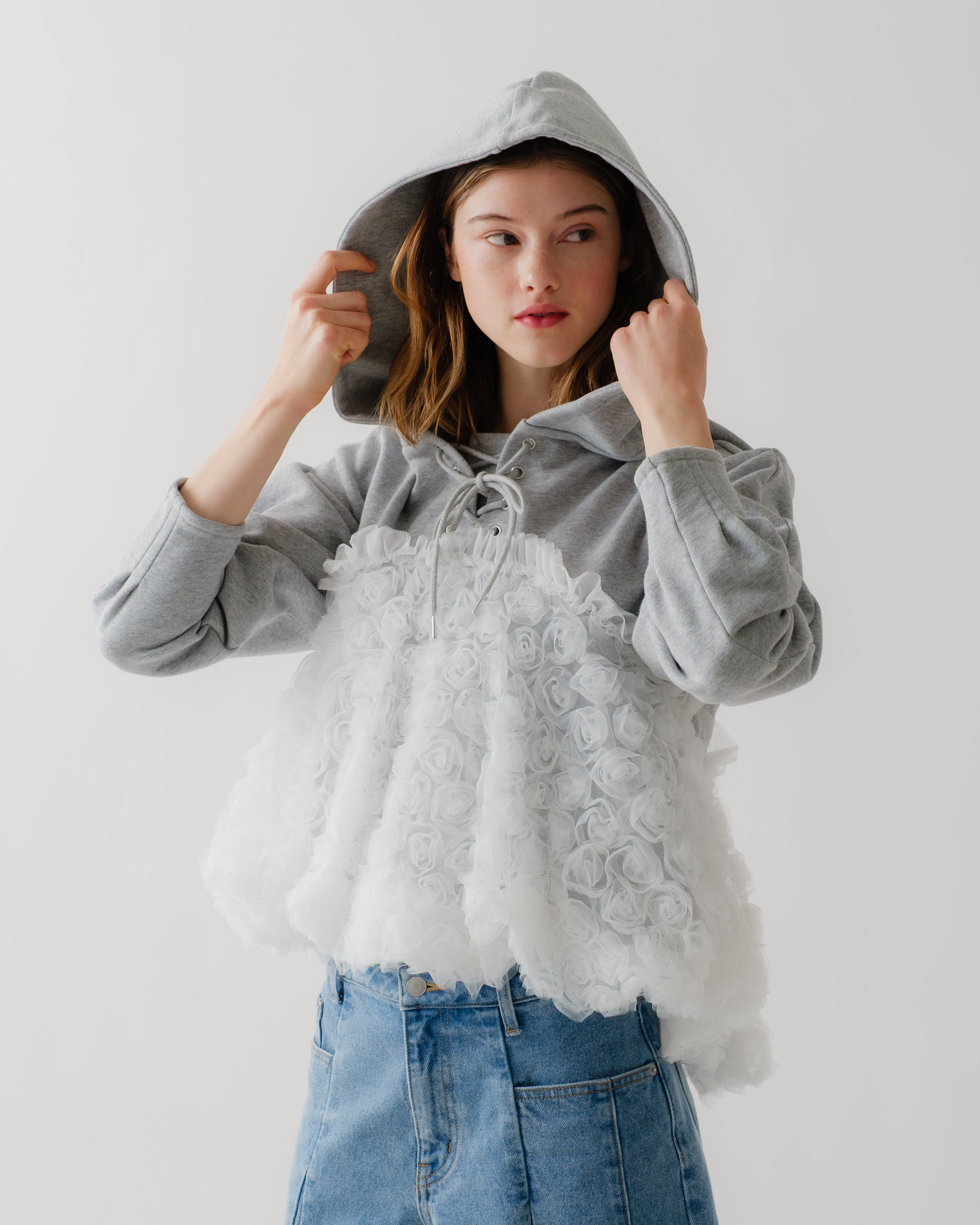 tulle docking hoodie（gray）