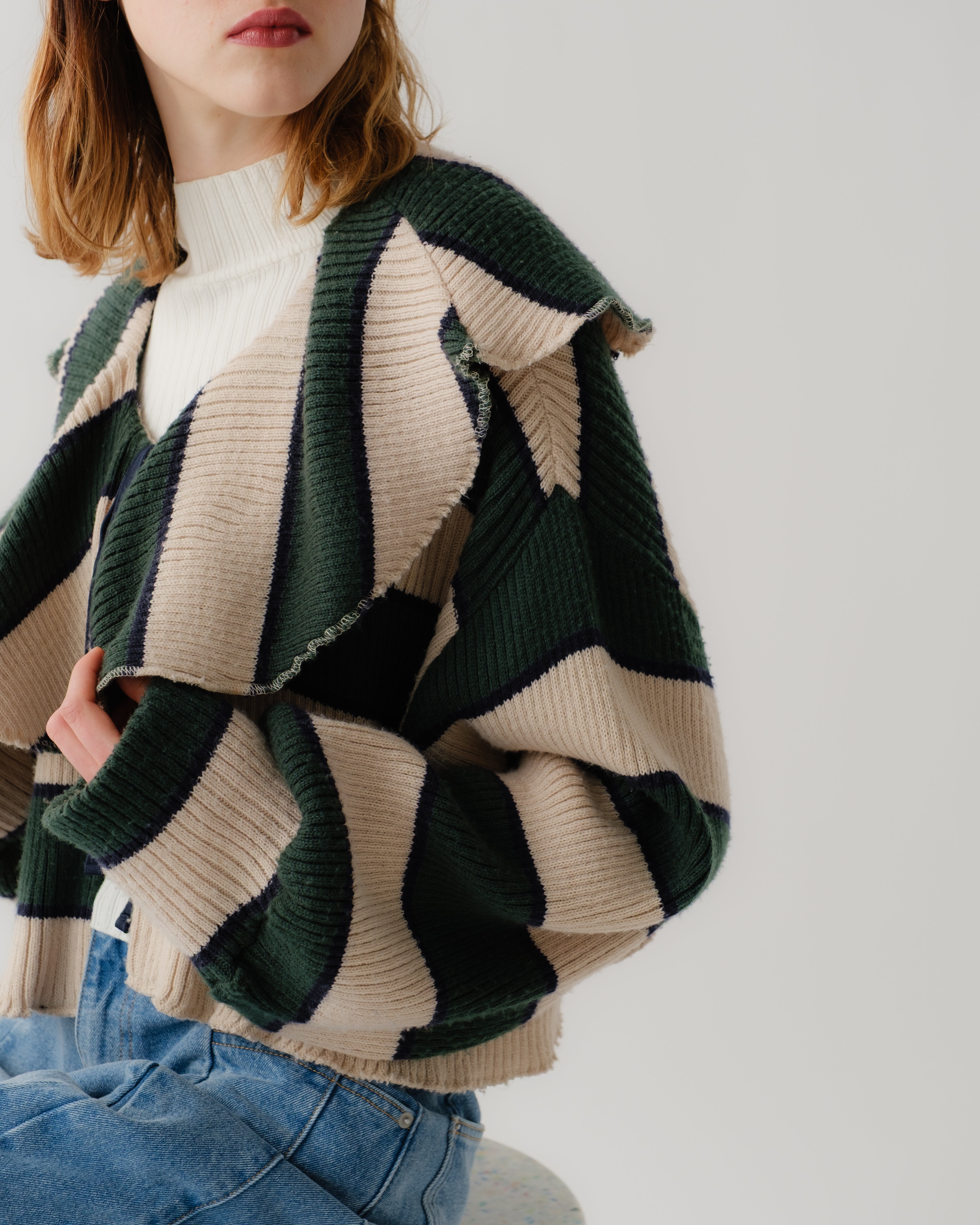 POPPY ボーダーニットカーディガン(グリーン) The Knitwear Collection