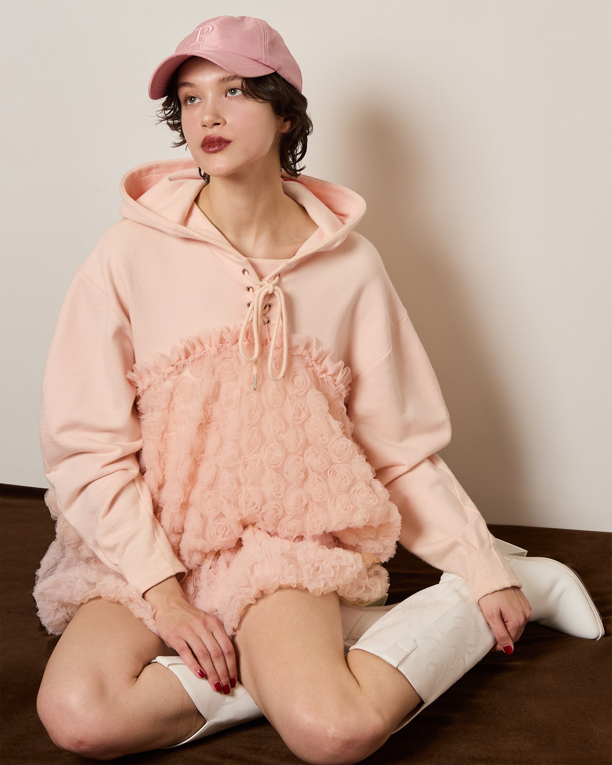 tulle docking hoodie（pink）