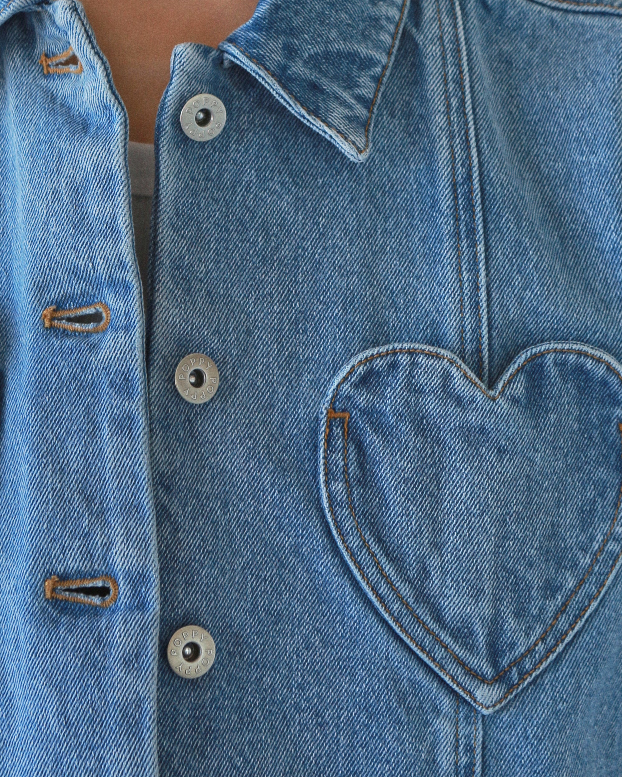 Heart pocket denim jacket
