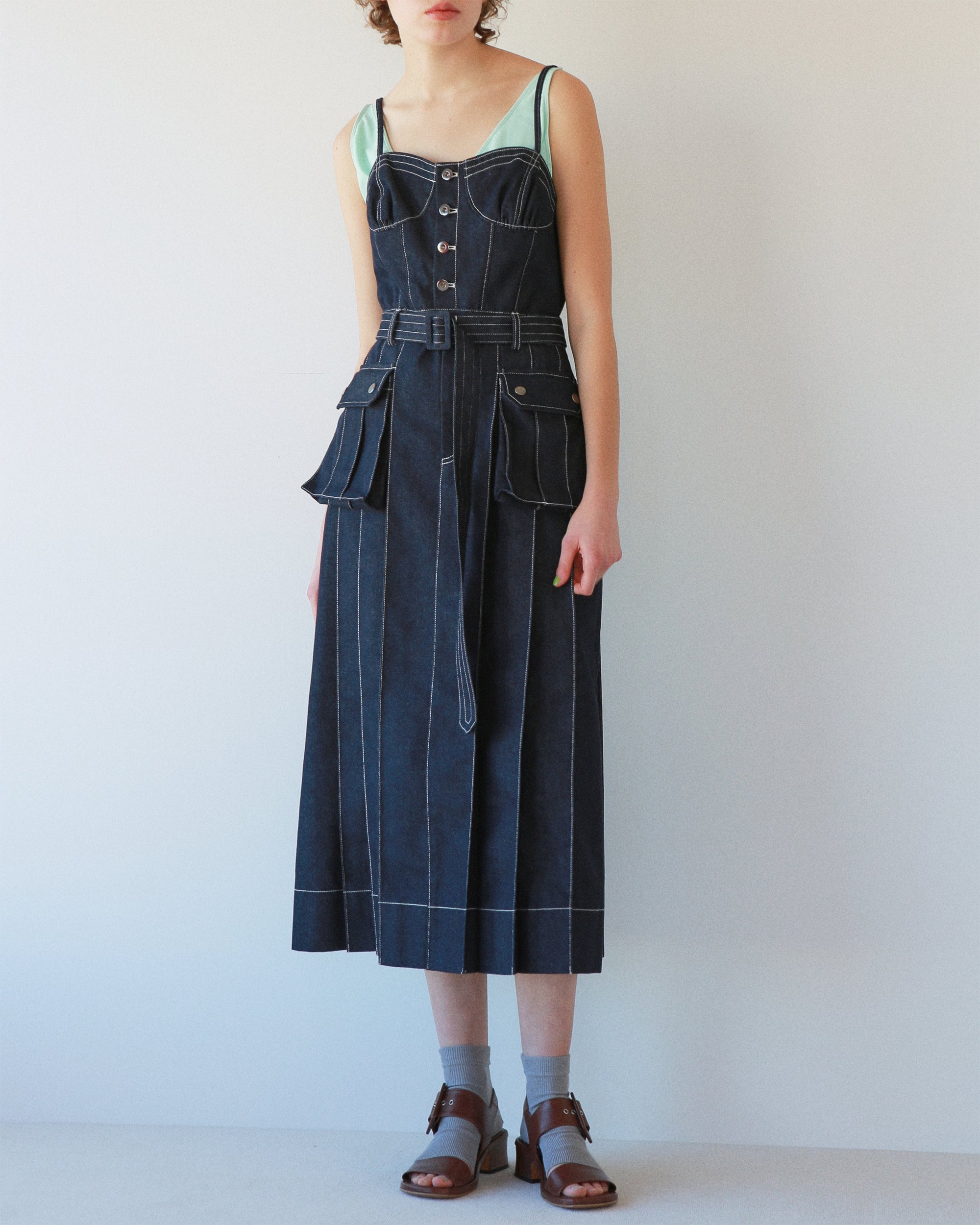 Denim pleated dress