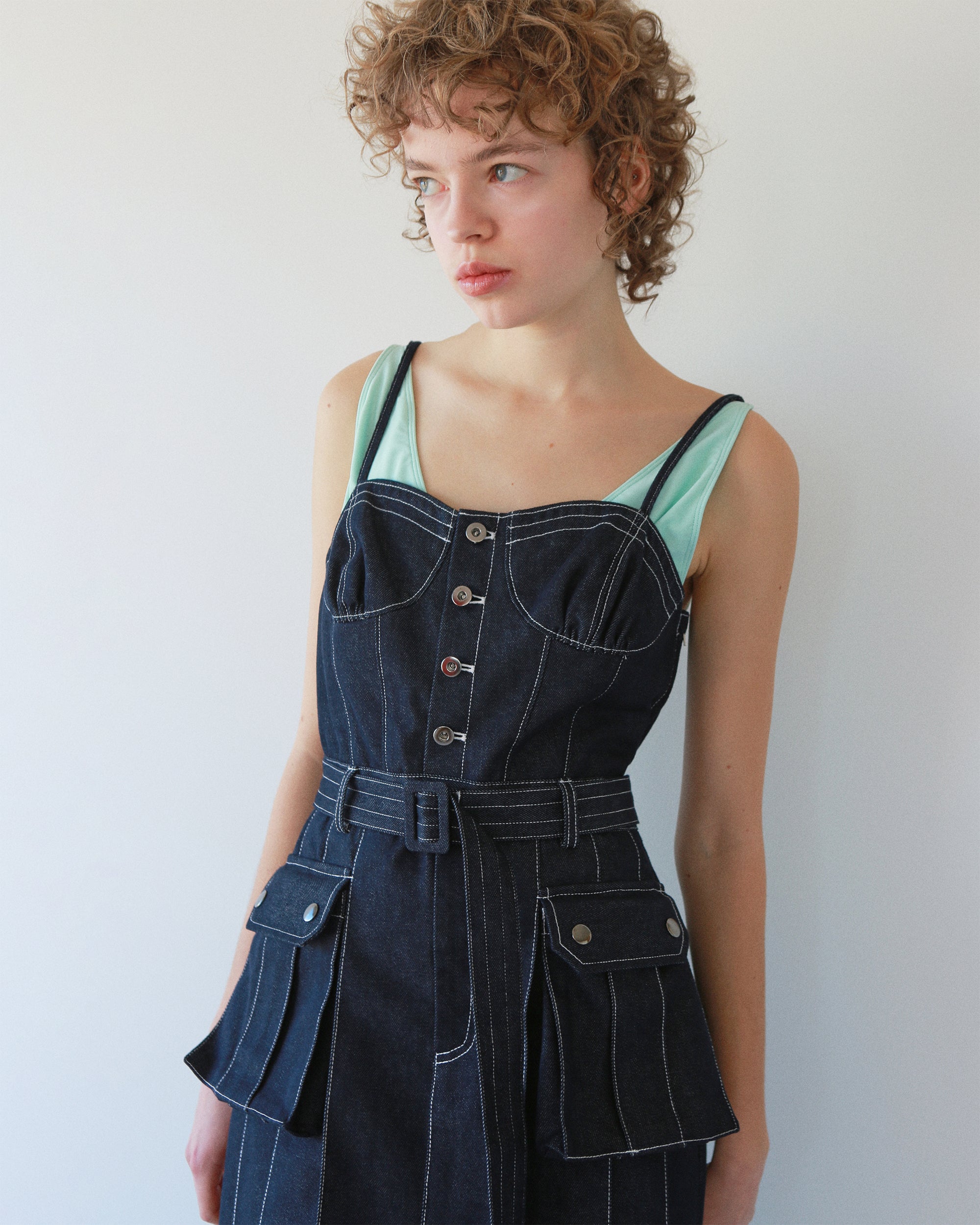 Denim pleated dress