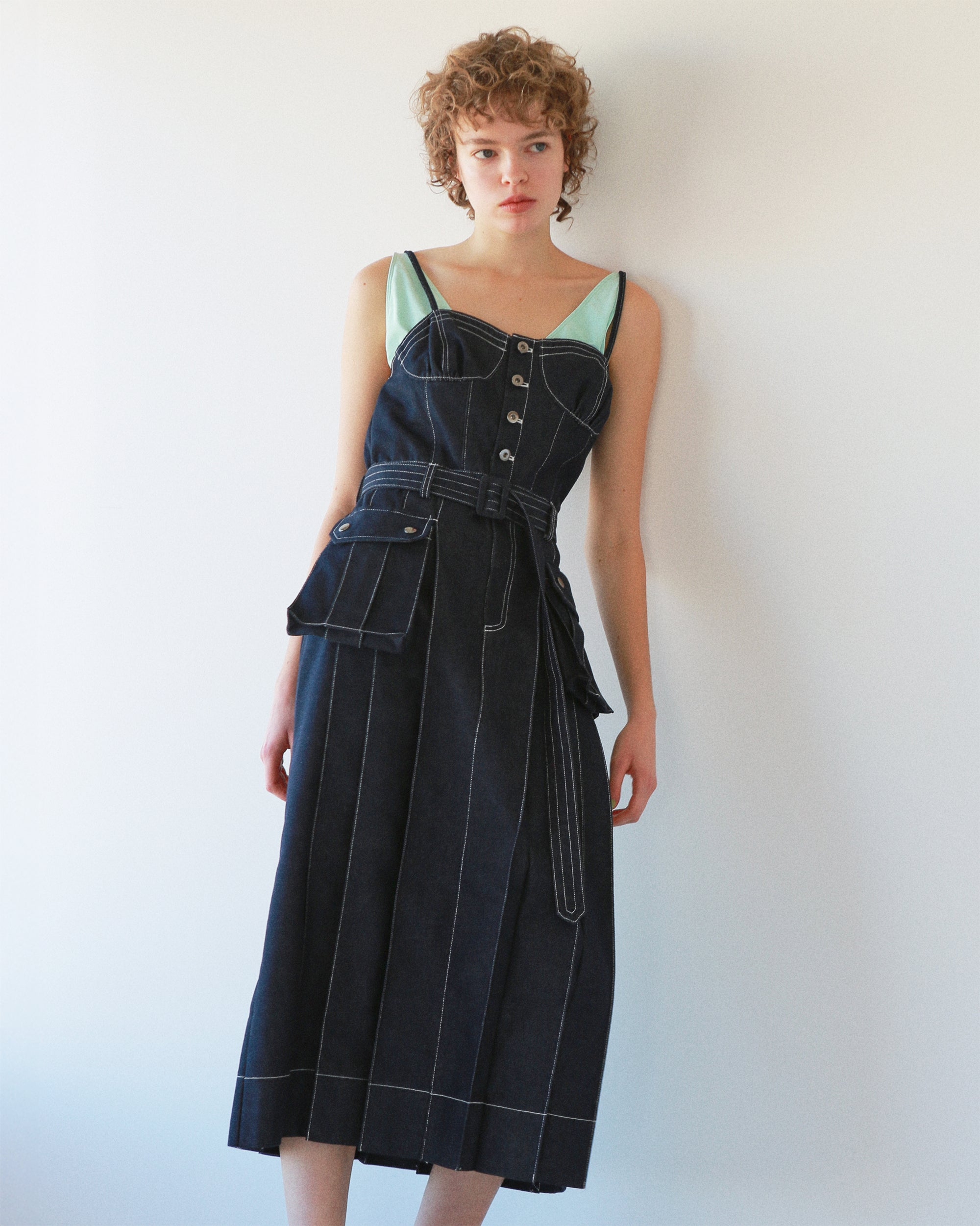 Denim pleated dress