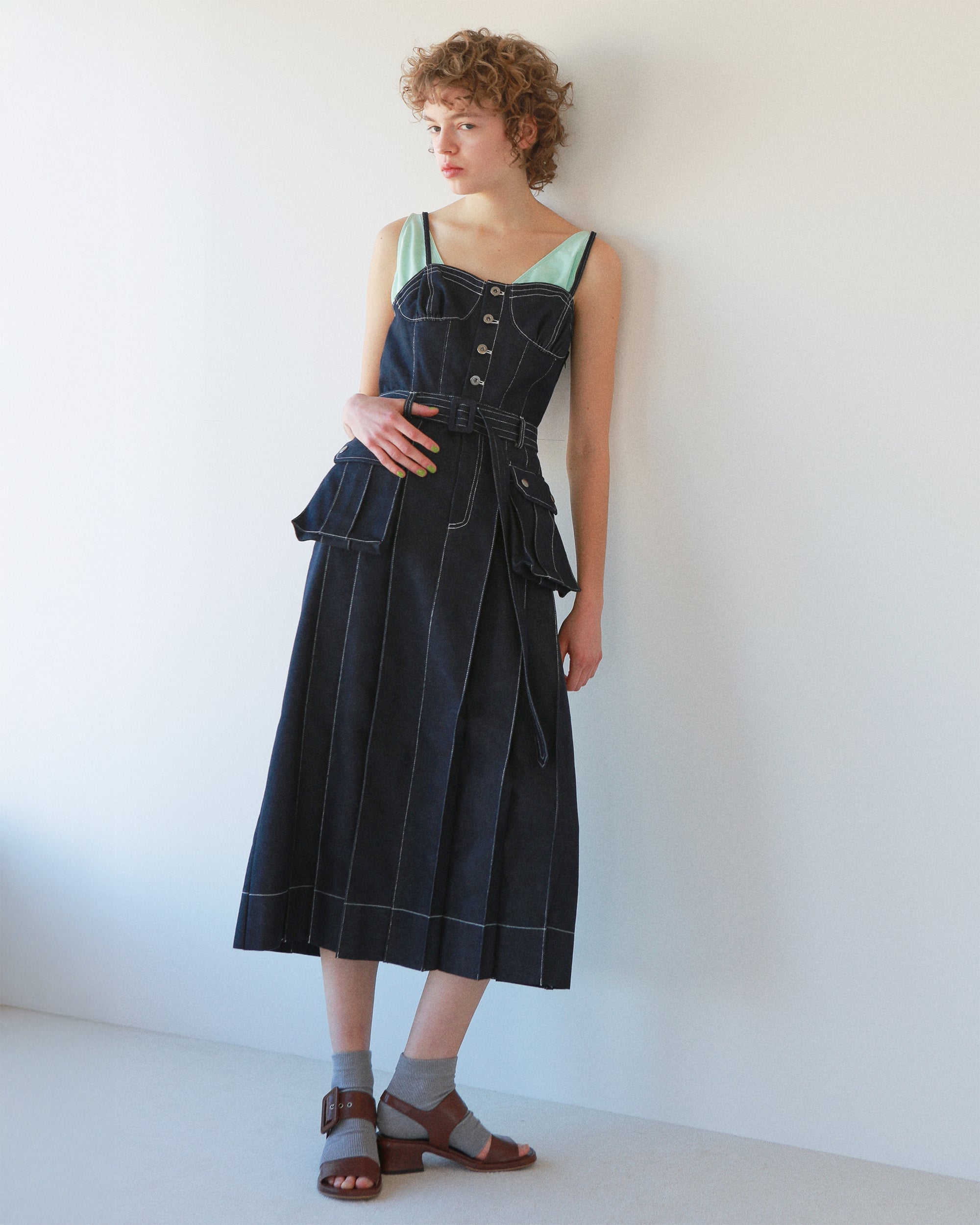 Denim pleated dress