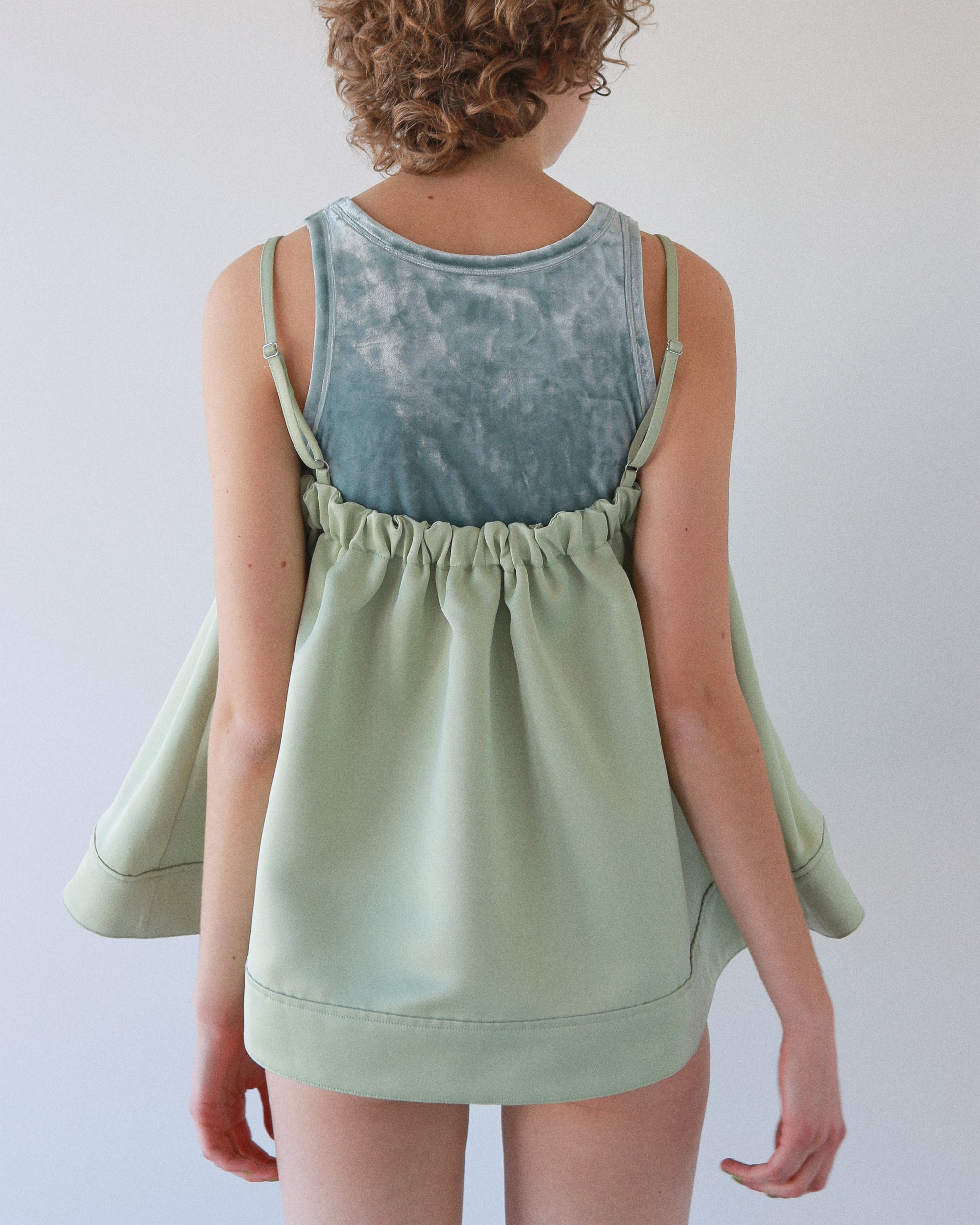 トップス POPPY PUFF SATIN TOP MINT Puff satin top
