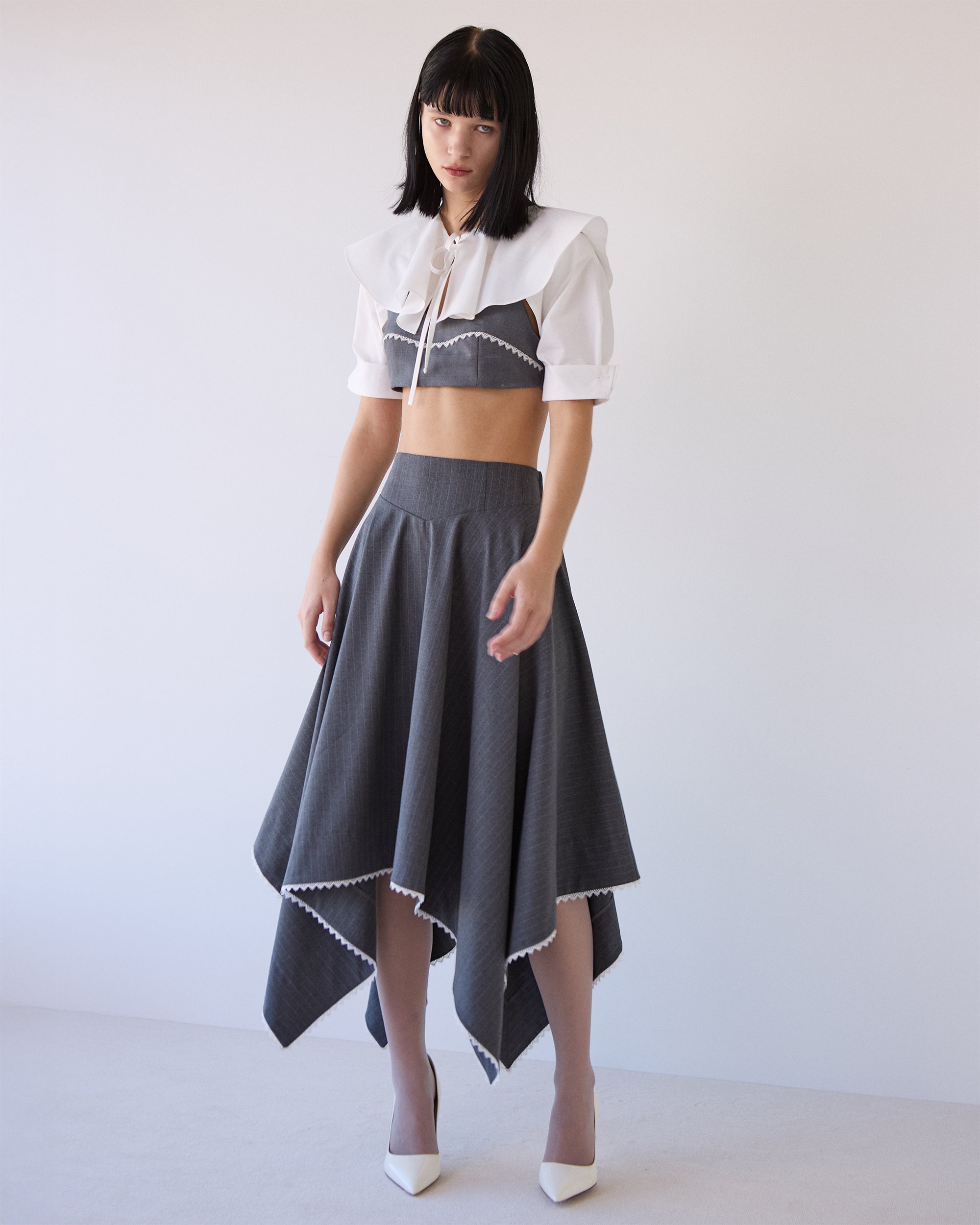 Corset handkerchief hem skirt