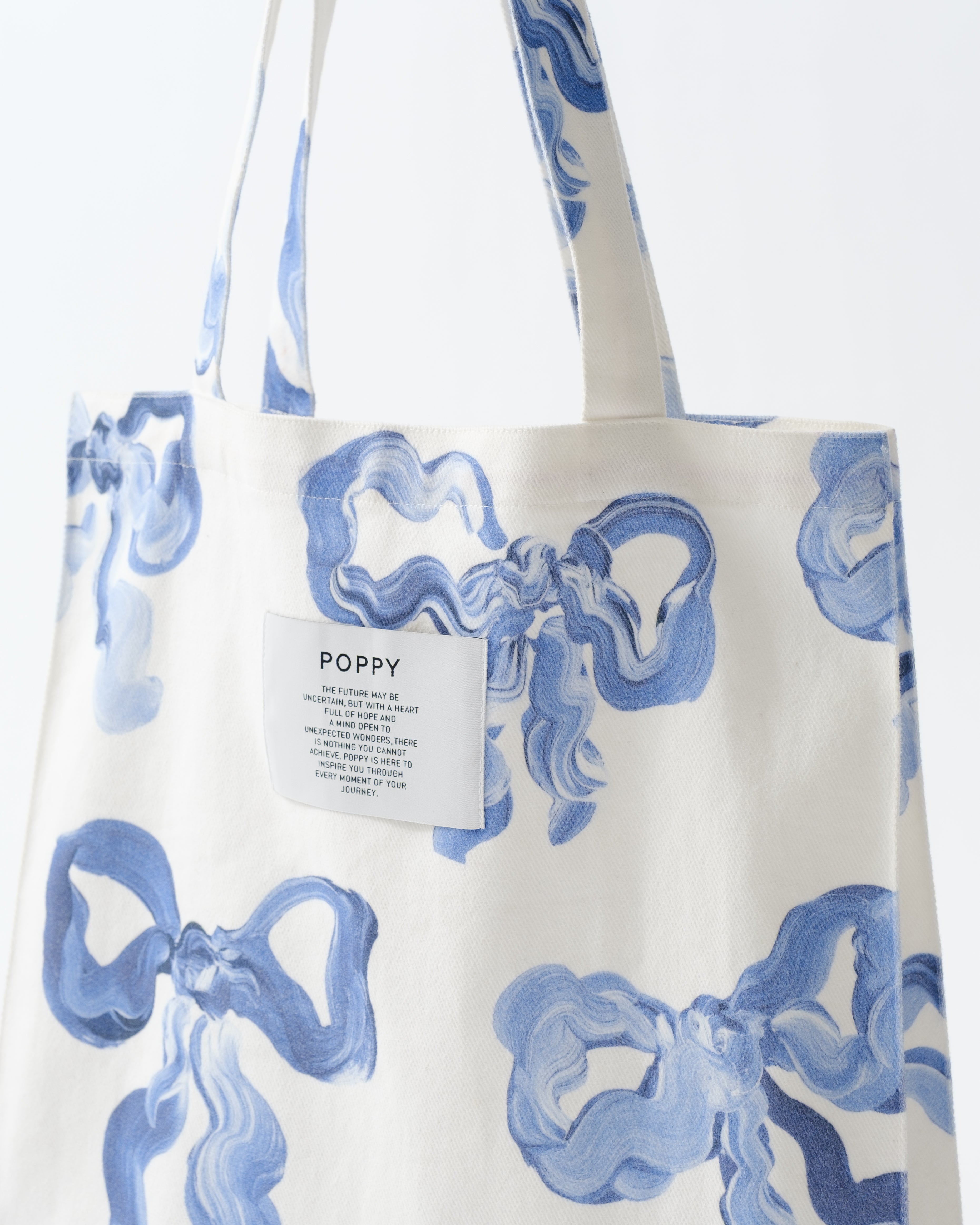 POPPY BLUE RIBBON TOTE BAG トートバッグ あさぎーにょ Blue ribbon tote bag