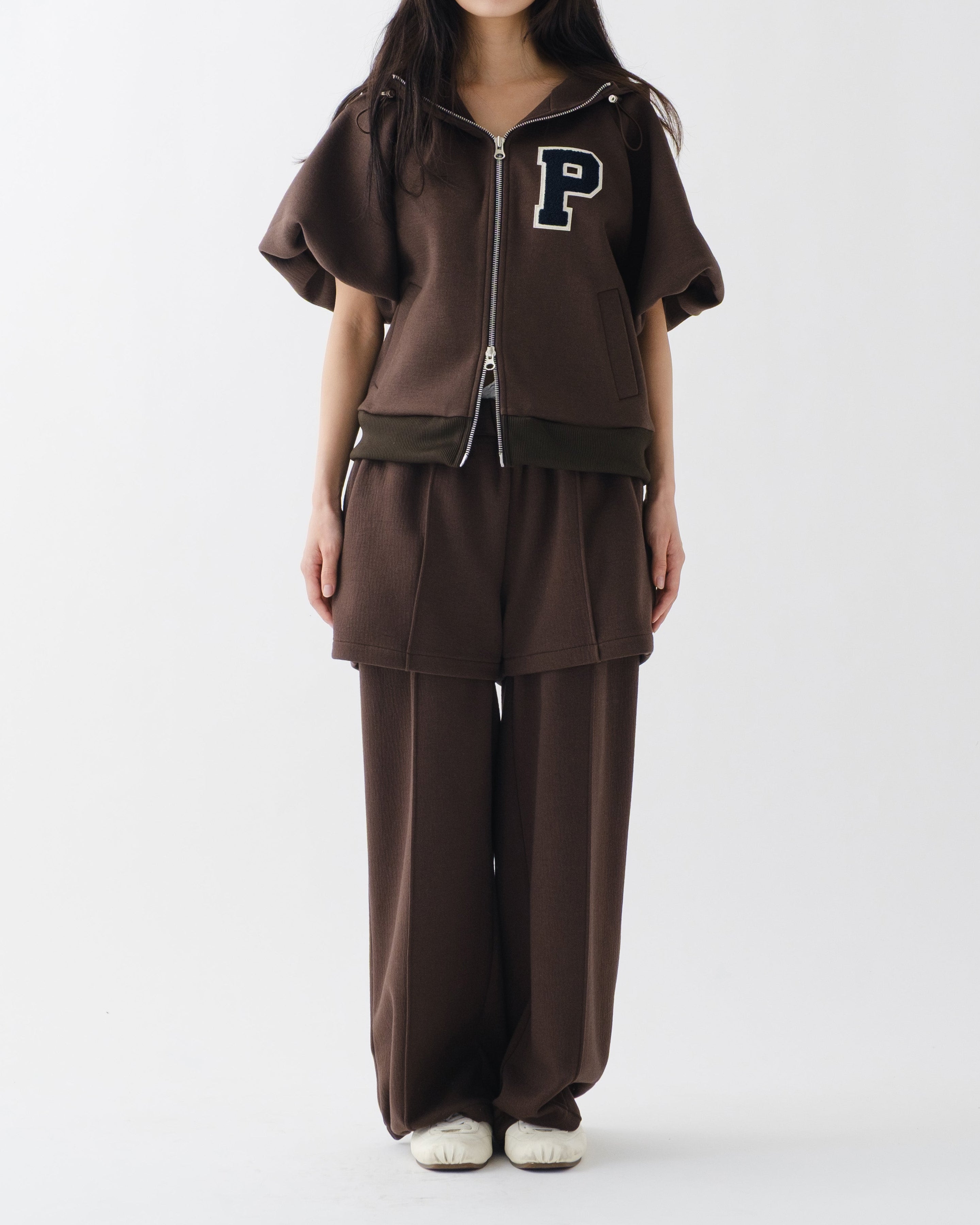 Balloon sleeve patch hoodie