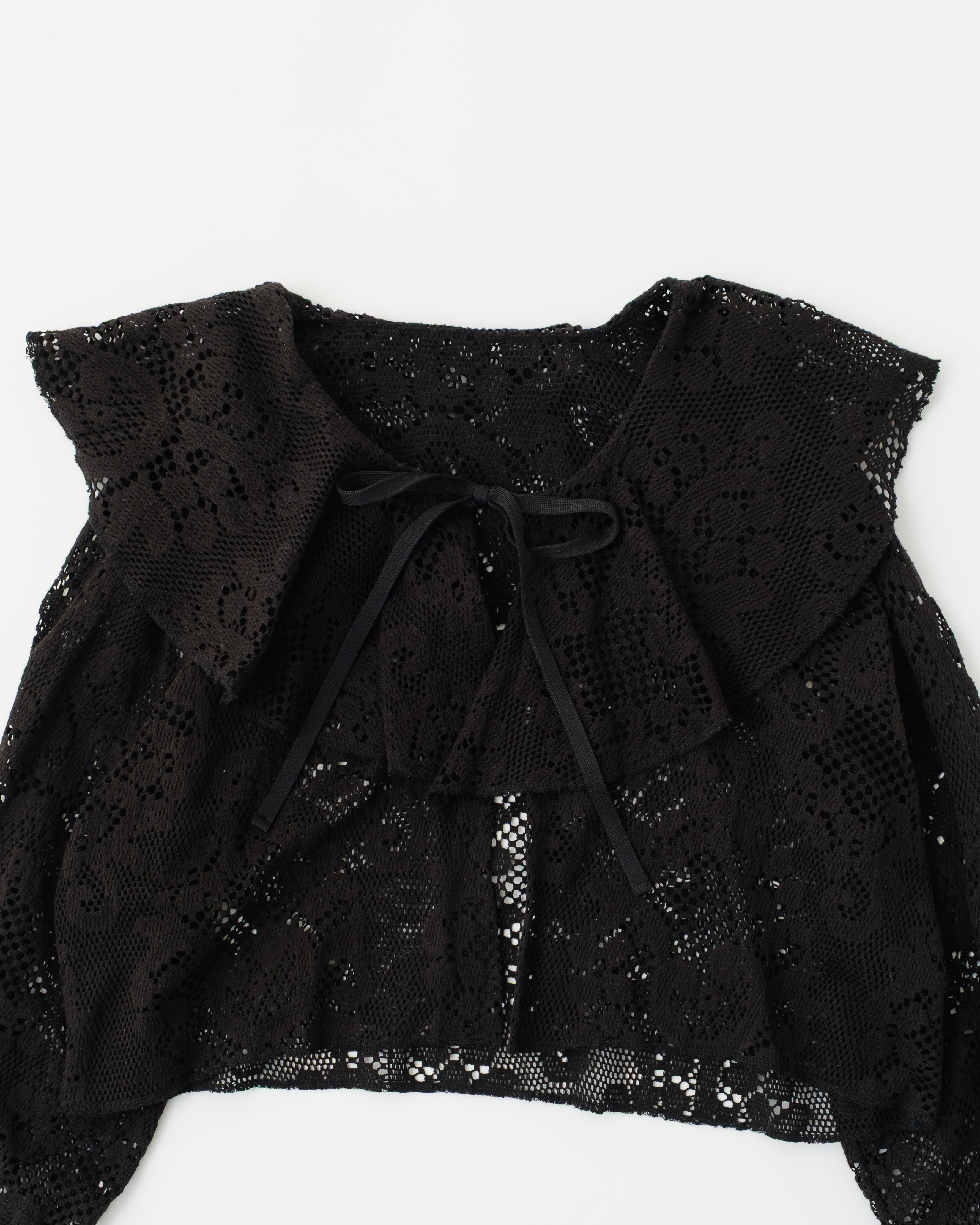 Lace ruffle cardigan (black)