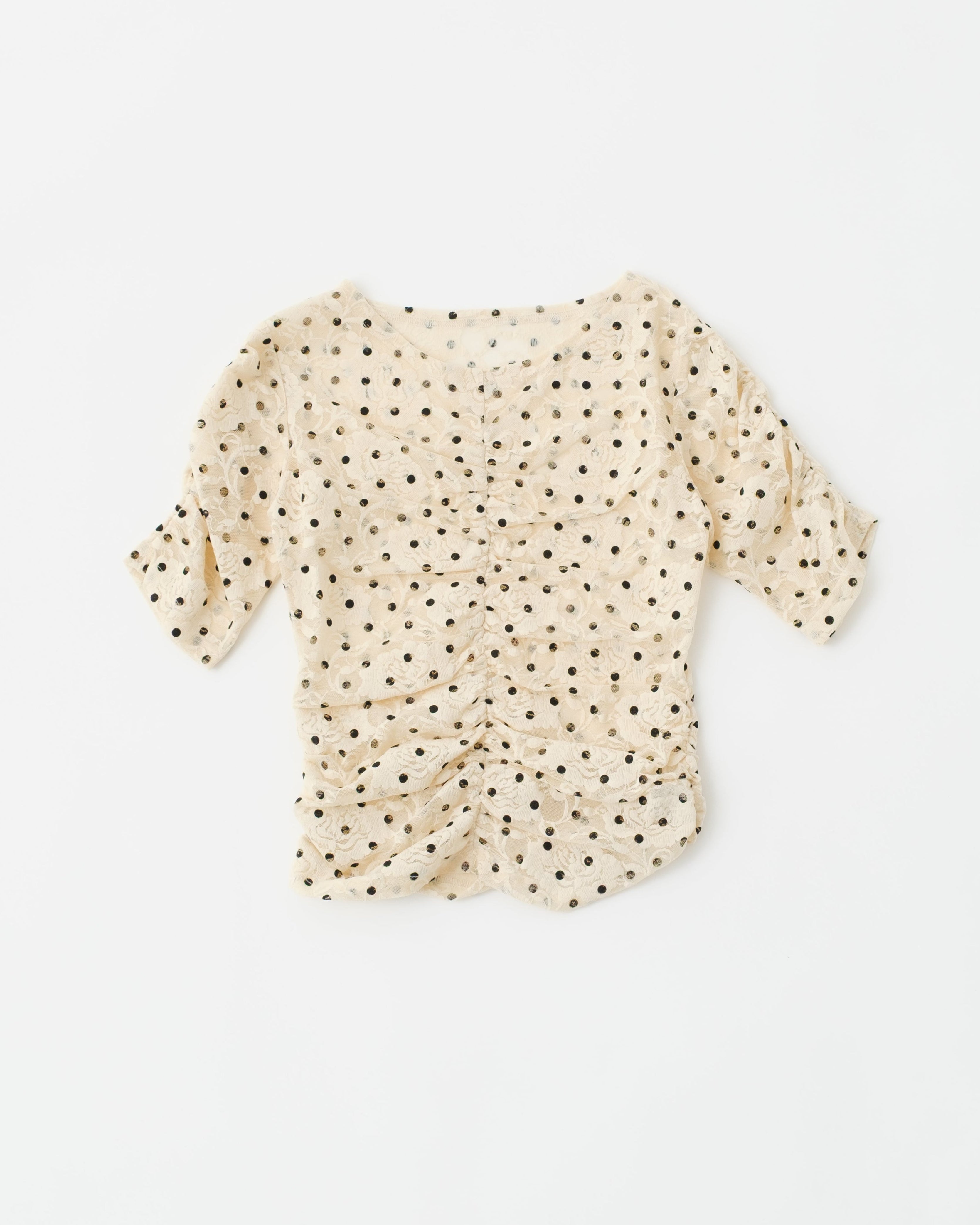 Dot lace gathered top