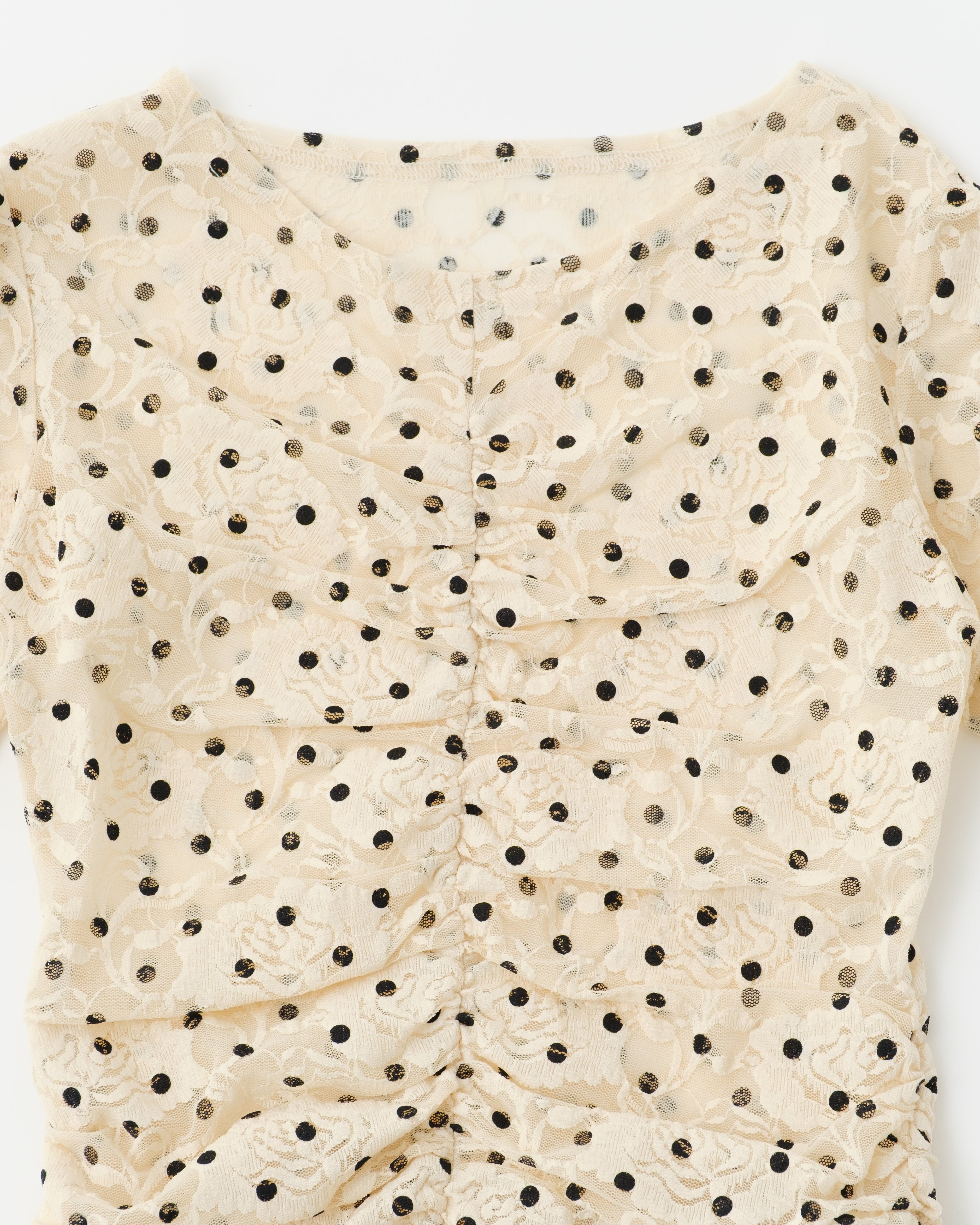 Dot lace gathered top