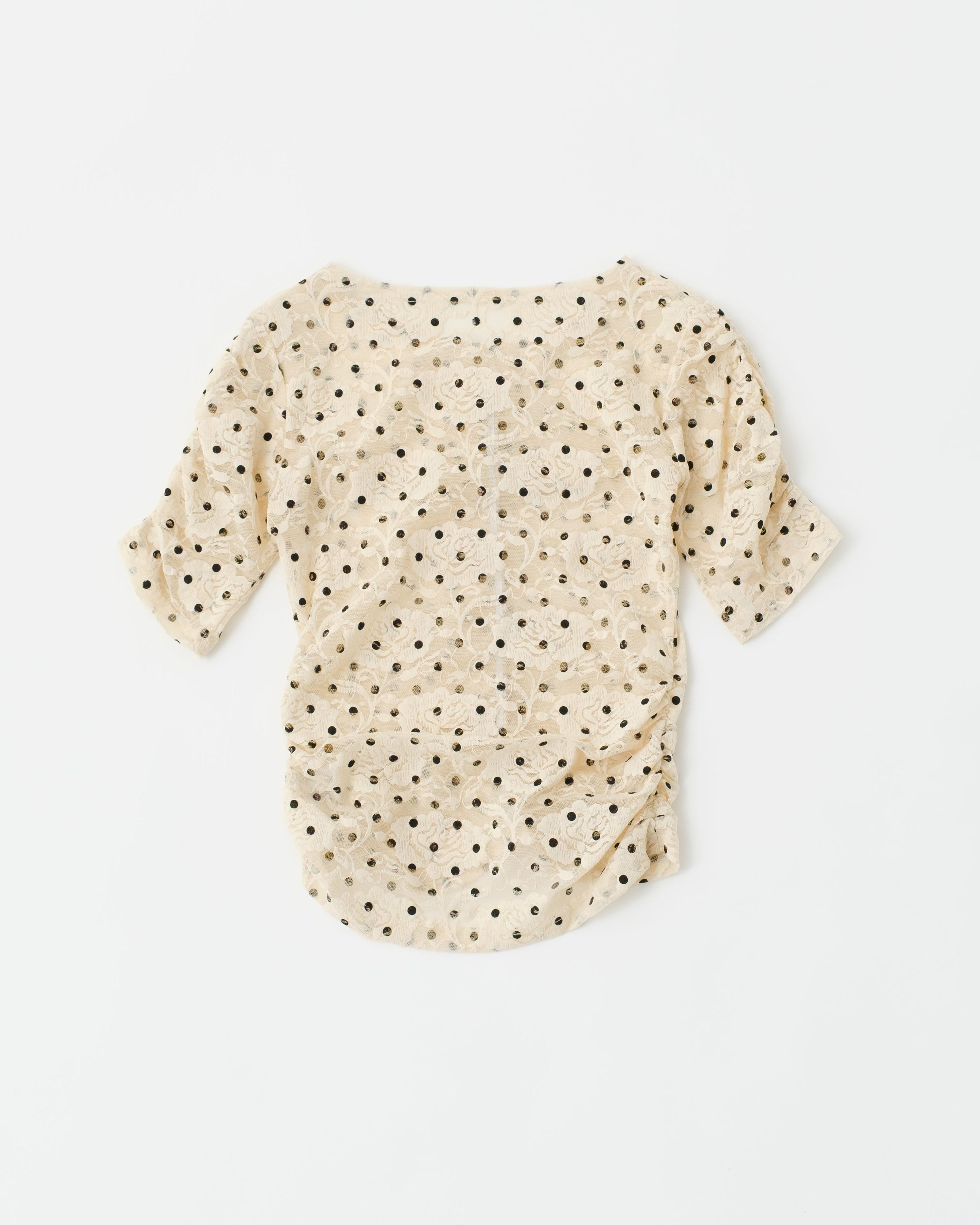 Dot lace gathered top
