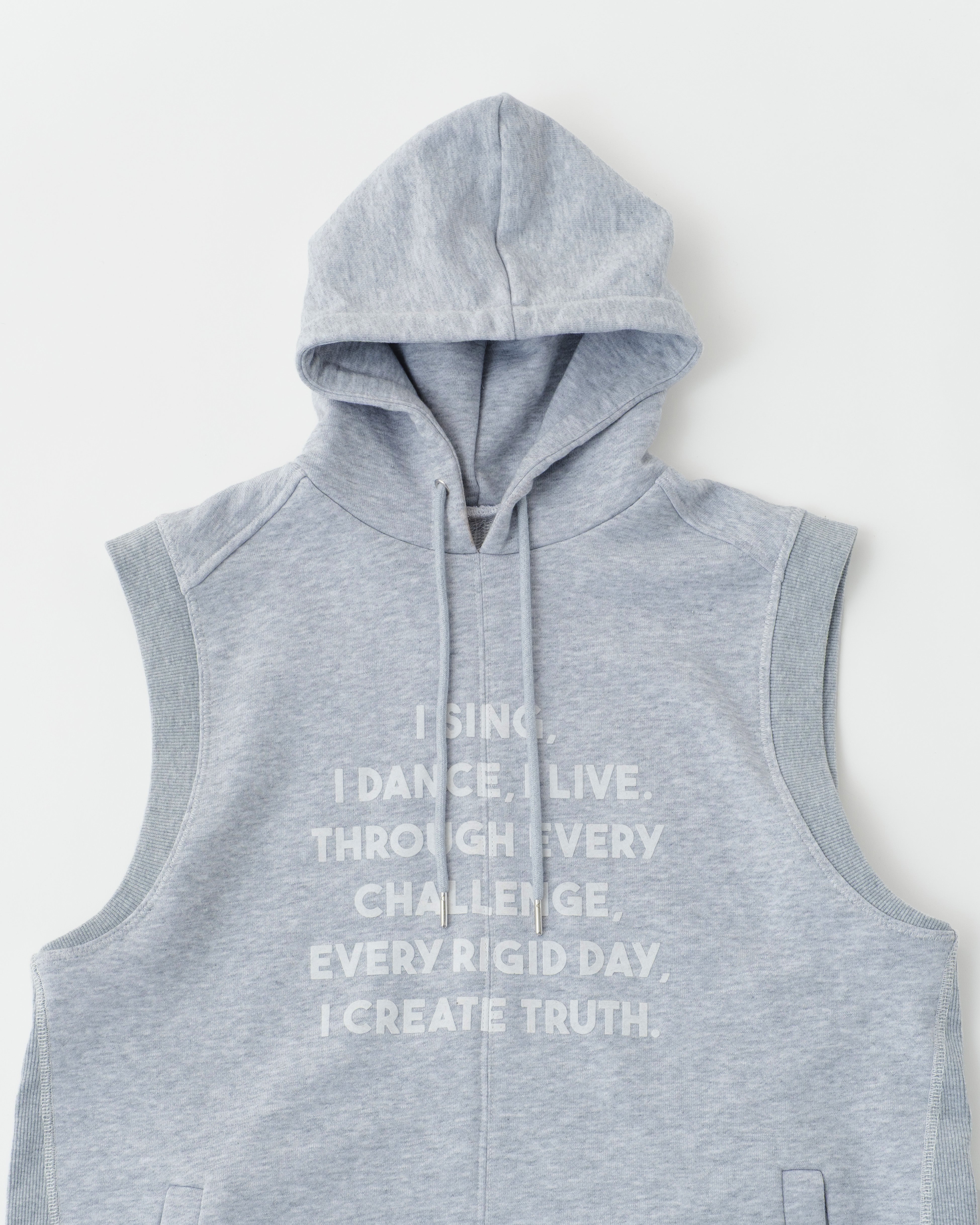 Flocky asymmetric hoodie vest