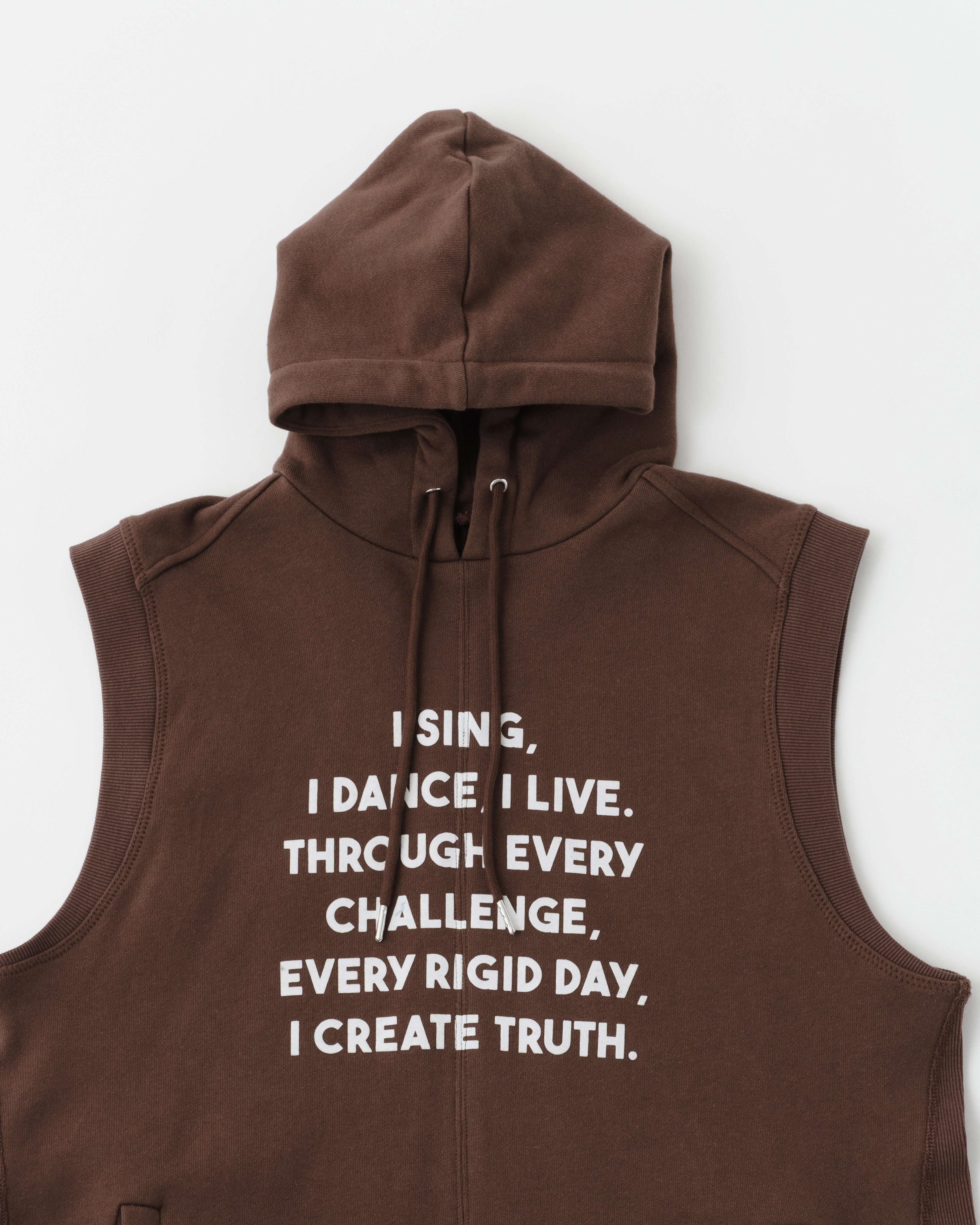 Flocky asymmetric hoodie vest