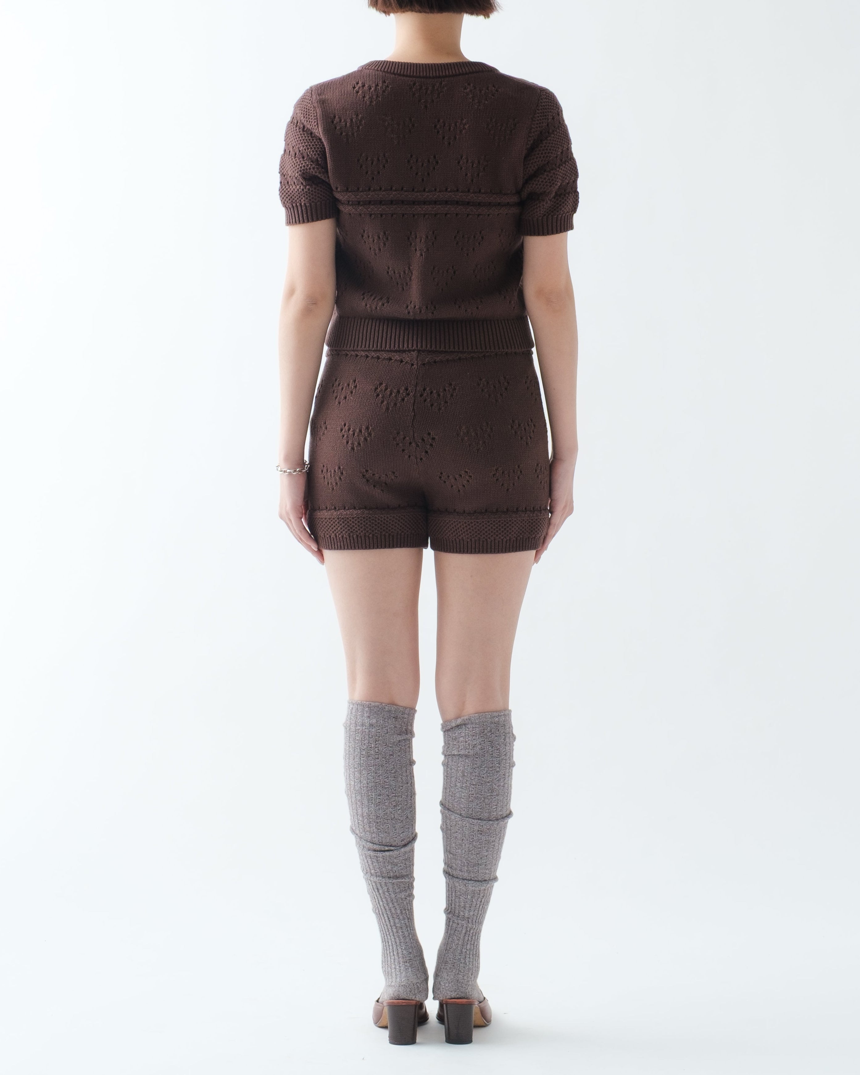 LOVE EYELET KNIT SHORTS