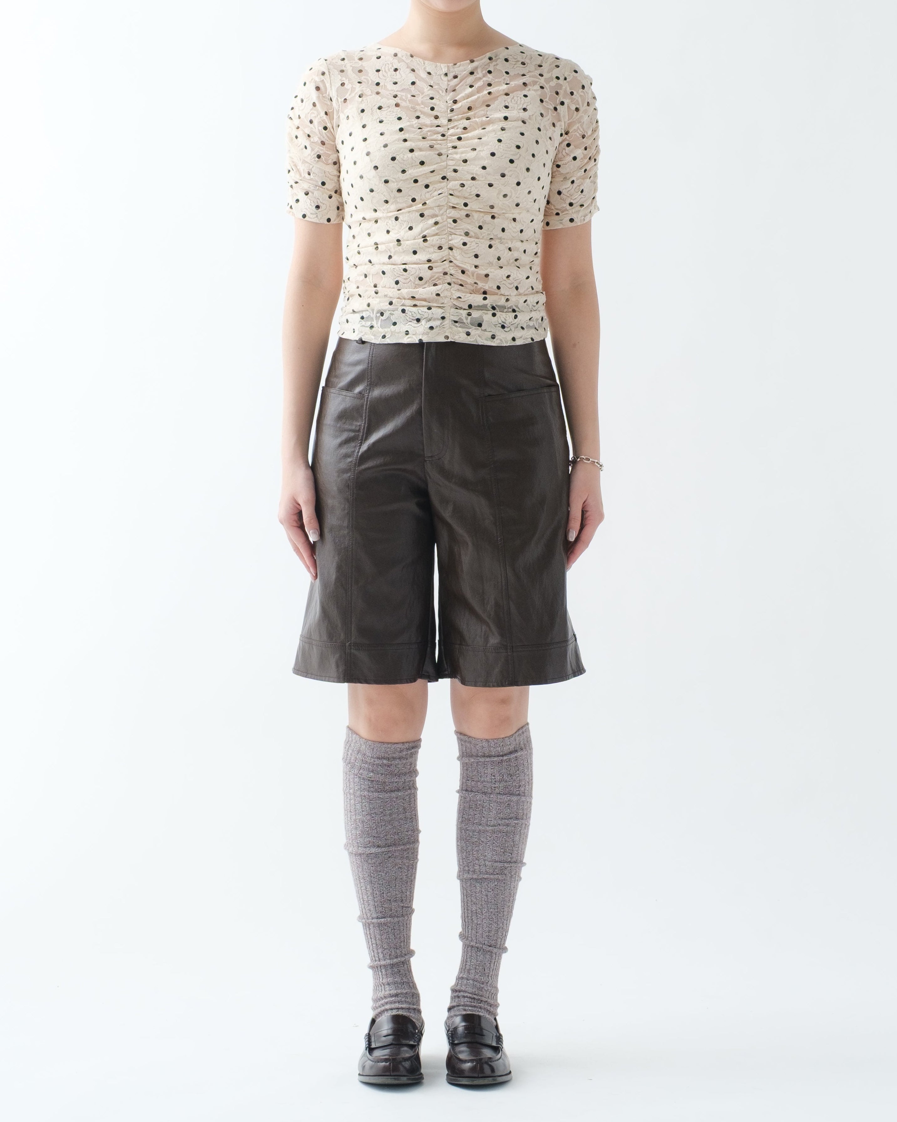 LEATHER-LIKE HALF PANTS LEATHER-LIKE HALF PANTS