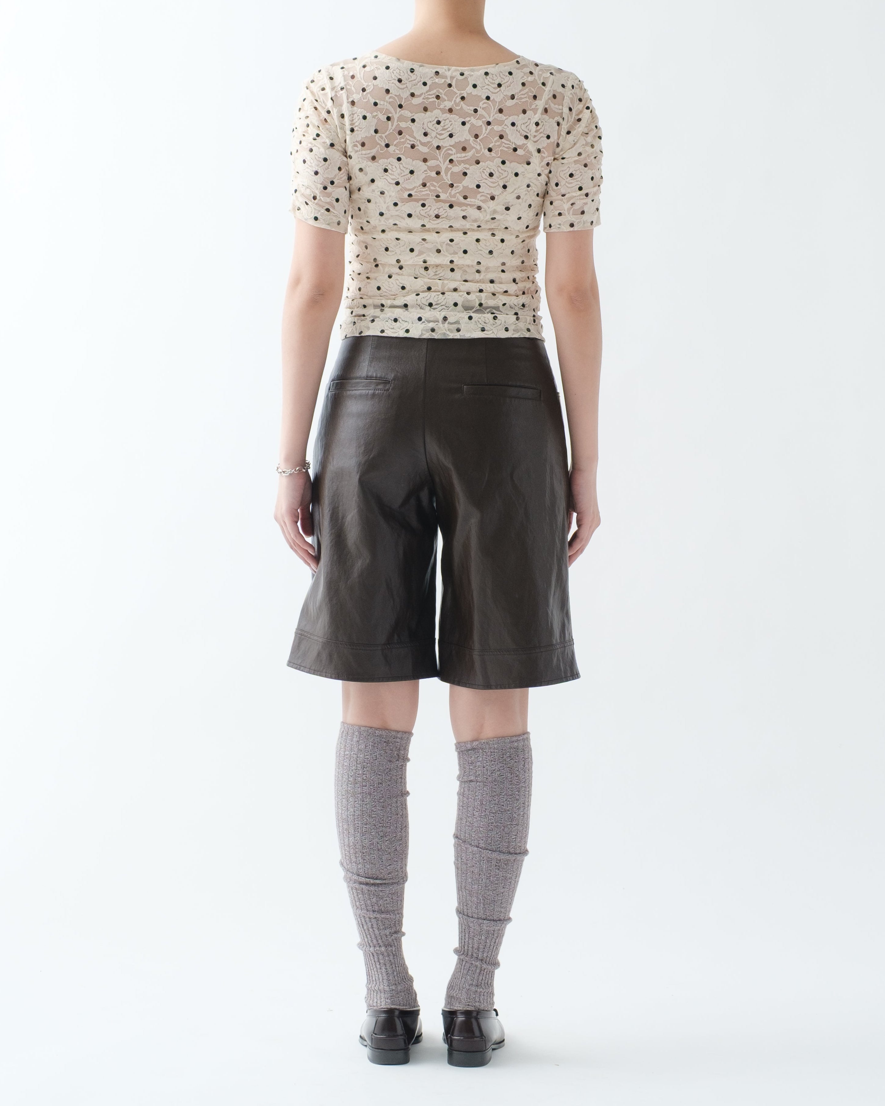 LEATHER-LIKE HALF PANTS