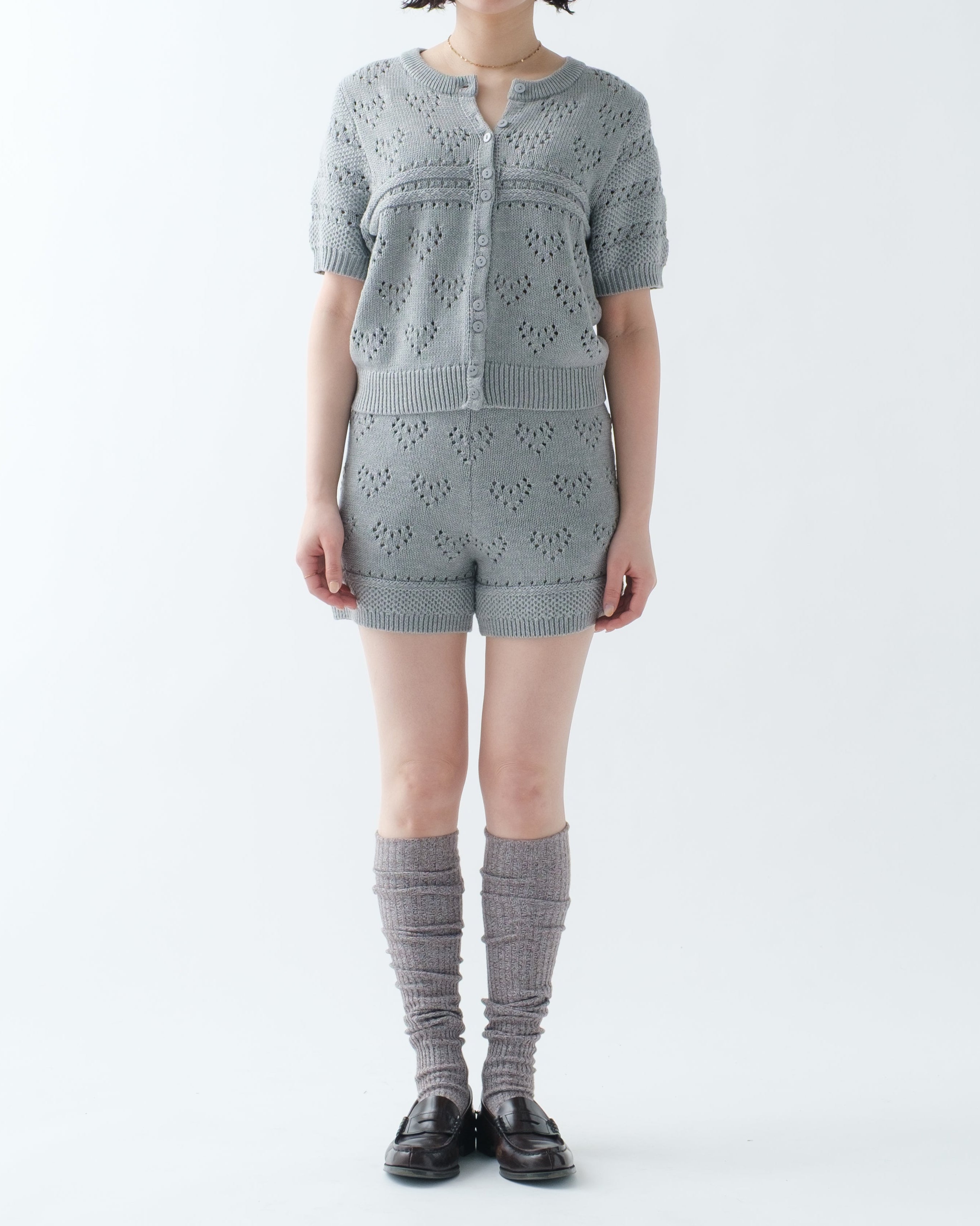 LOVE EYELET KNIT SHORTS