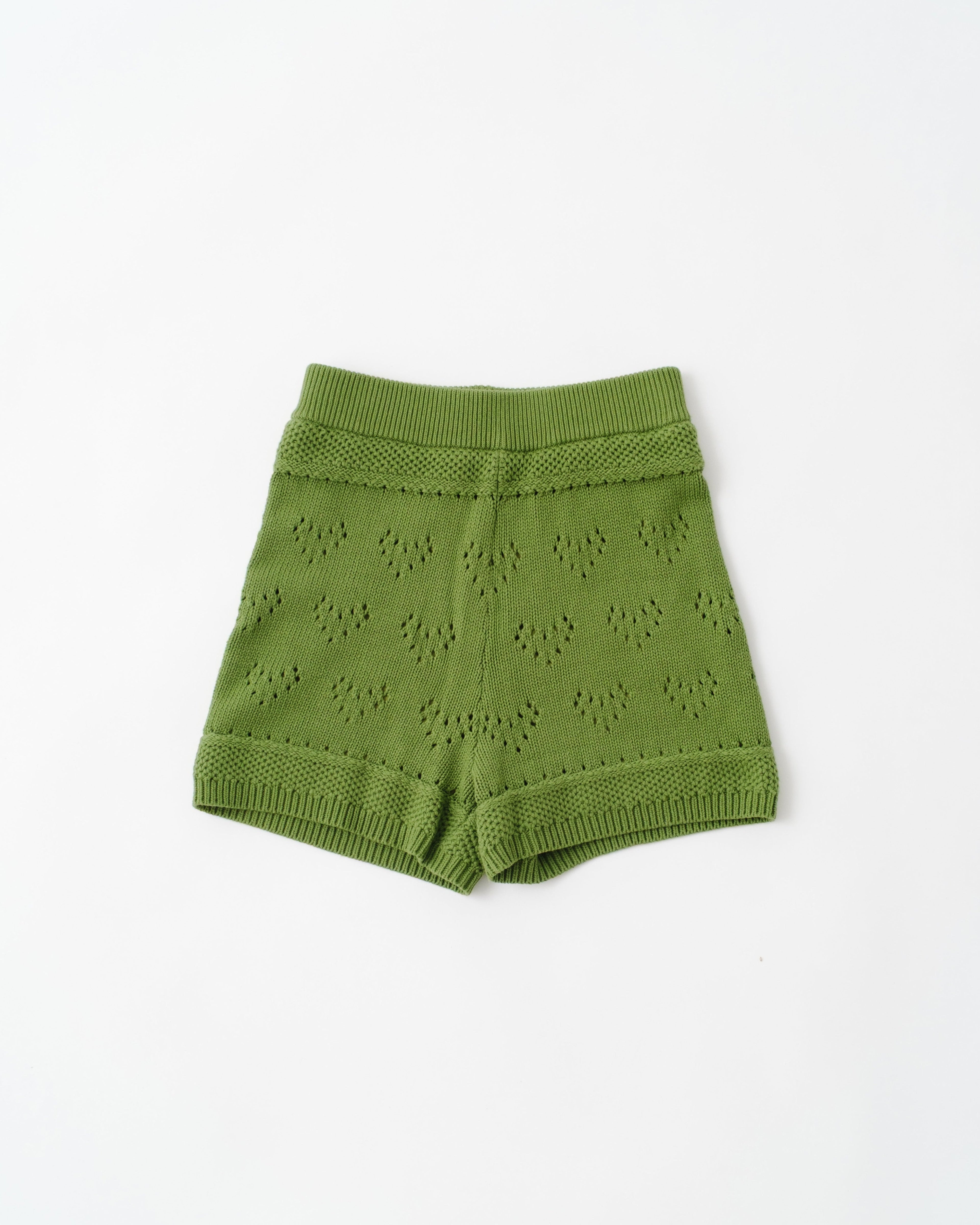 パンツ S gather knit shorts LOVE EYELET KNIT SHORTS