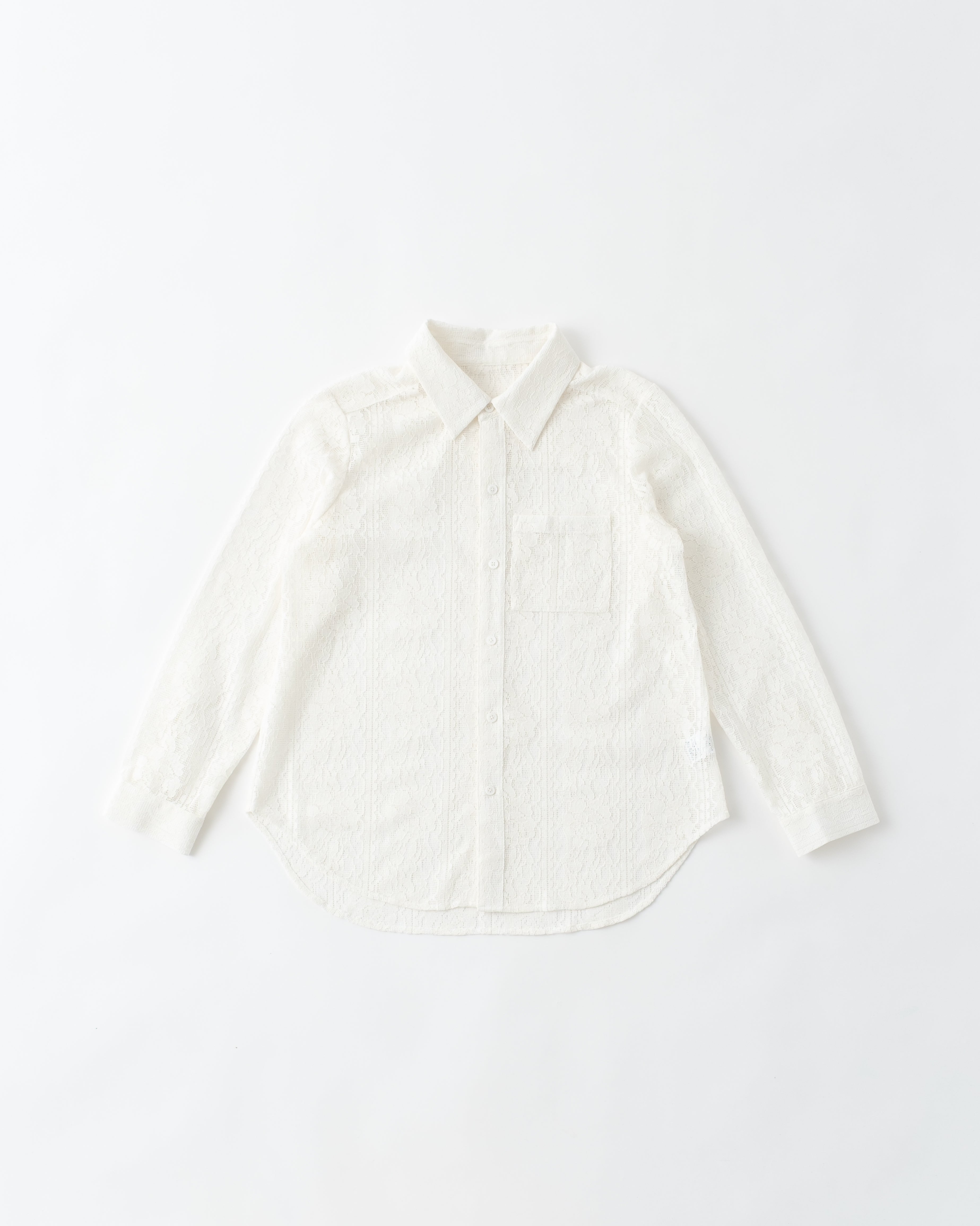 未使用　POPPY ポピー　長袖カットソー　シャーリング　白花柄　ストレッチ TOPS