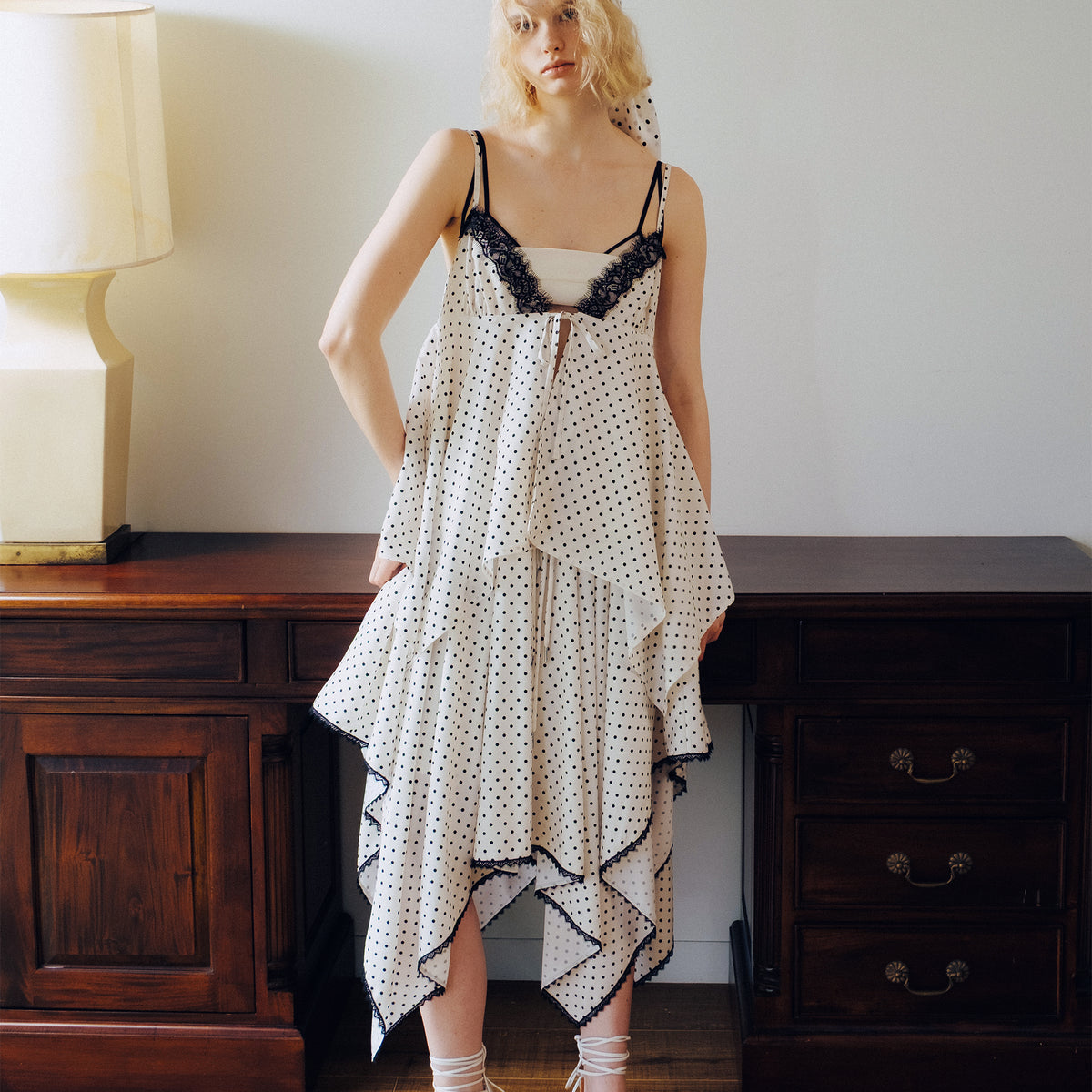 Airy tie handkerchief tunic (ivory)
