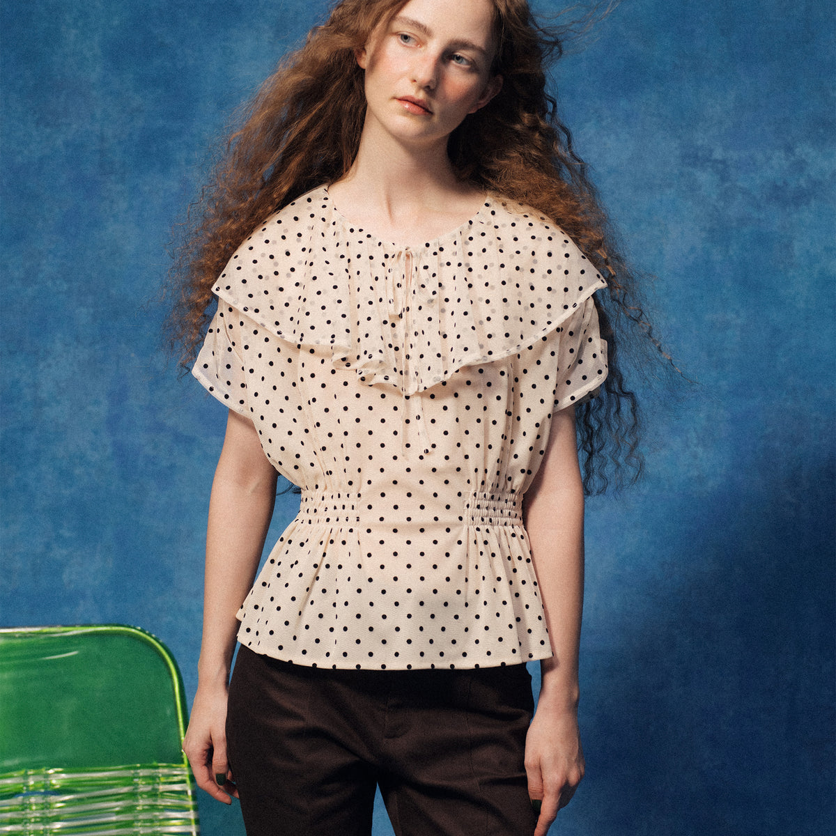 Dot veil blouse