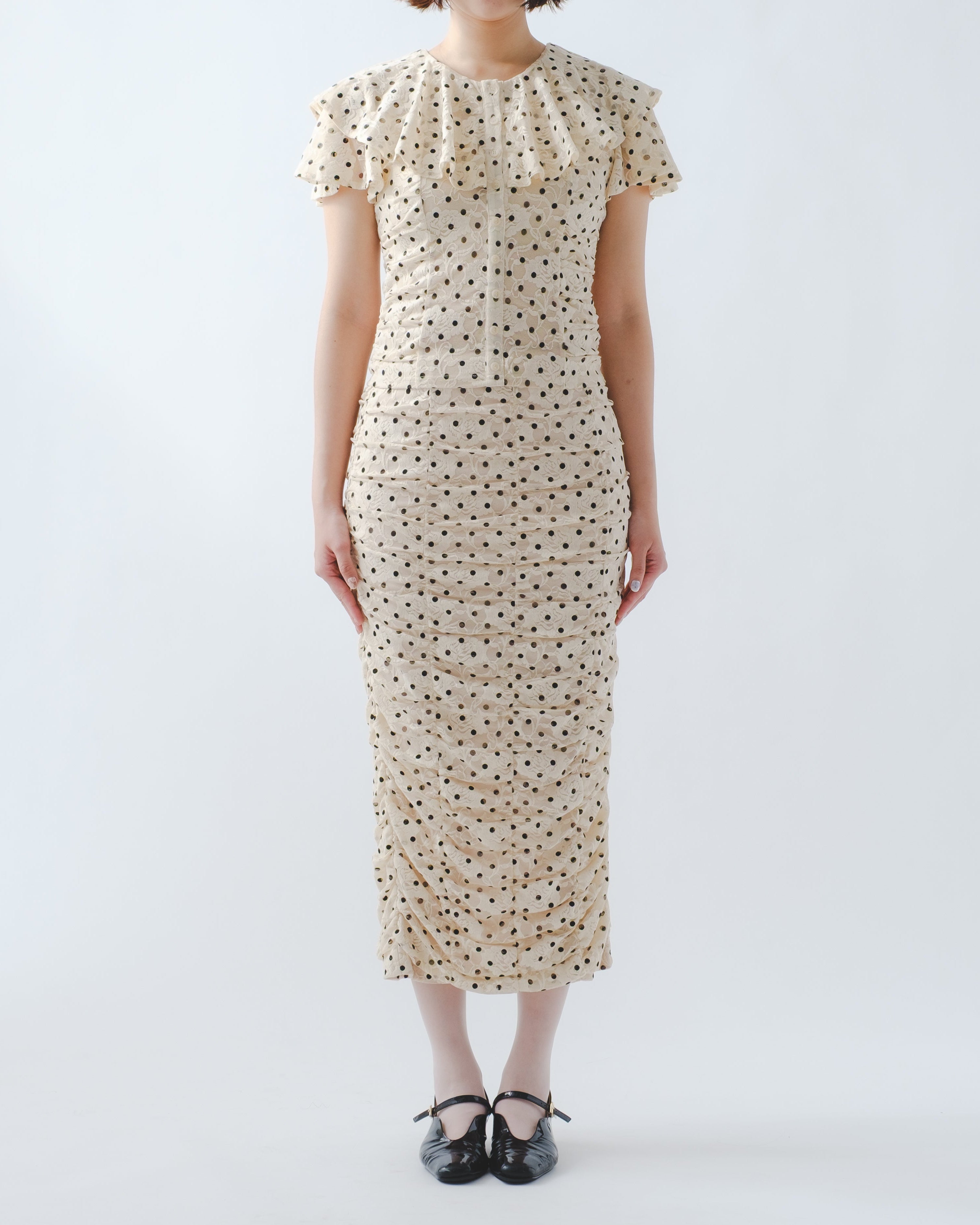 Ruffle dot lace top
