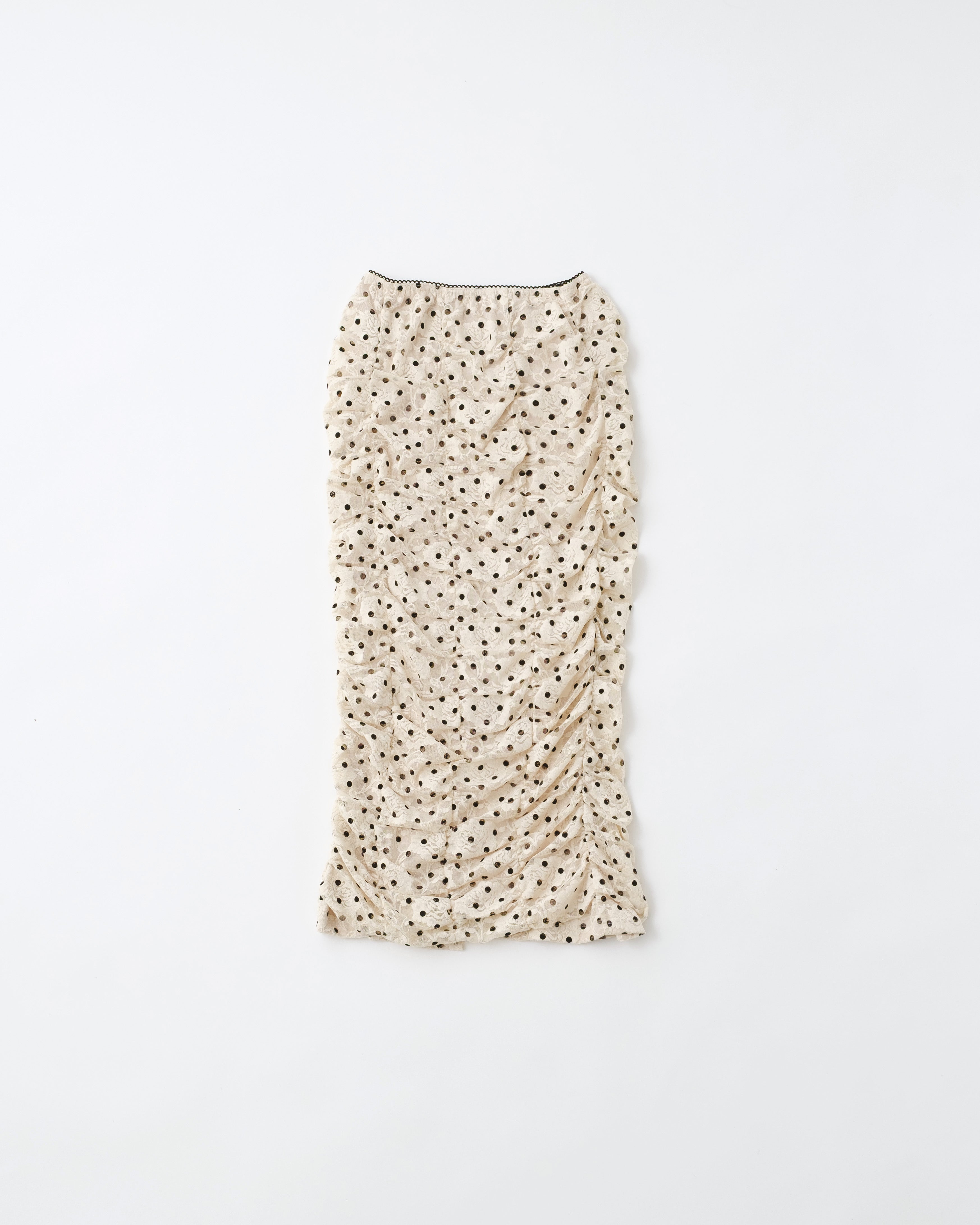 Gathered dot lace skirt