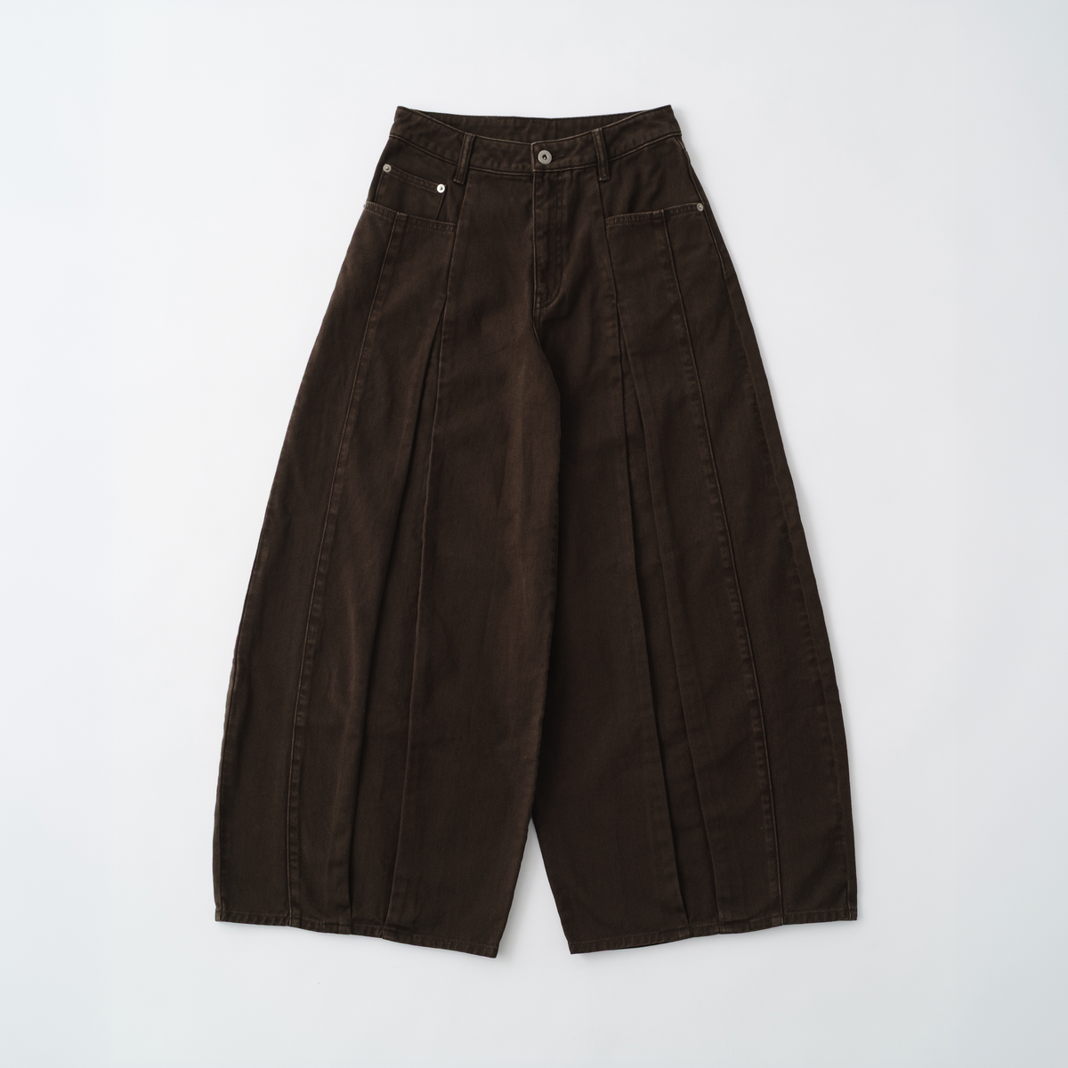 ひよこ様 POPPY PLEATED BALLOON DENIM PANTS 1 Pleated balloon denim pants (brown)