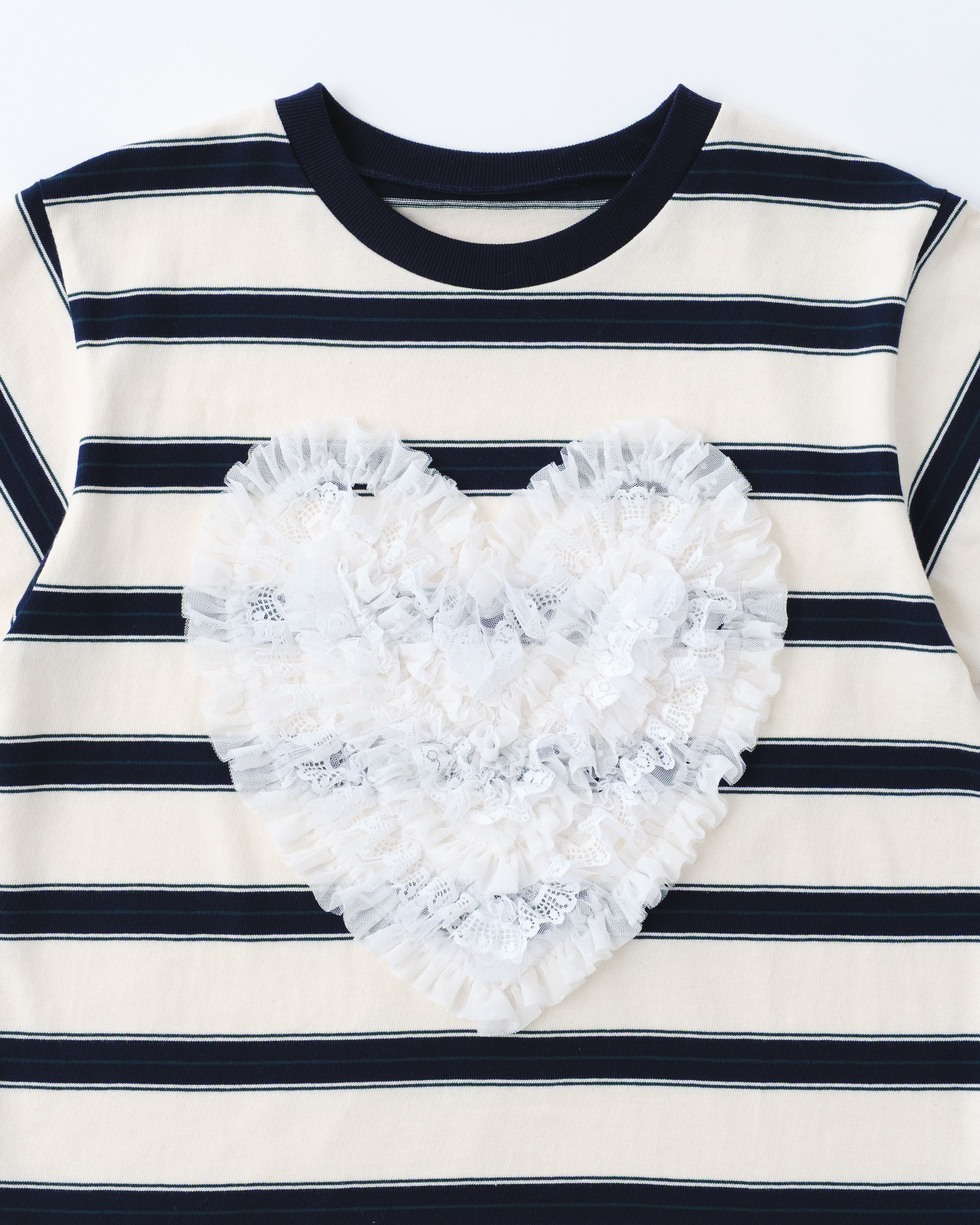 POPPY HEART DOT TULLE TEE あさぎーにょ POPUP limited Border heart tulle Tee