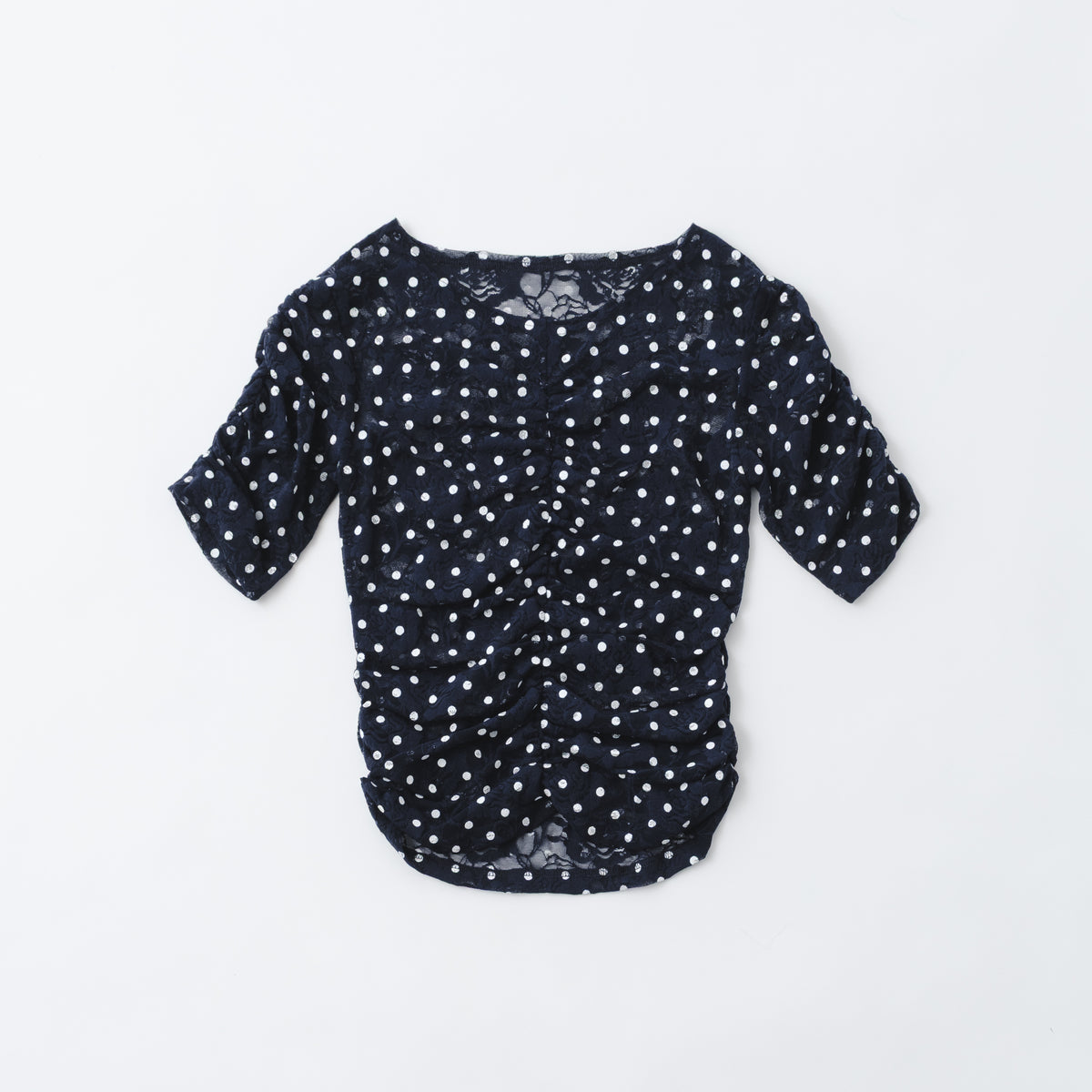 Dot lace gathered top
