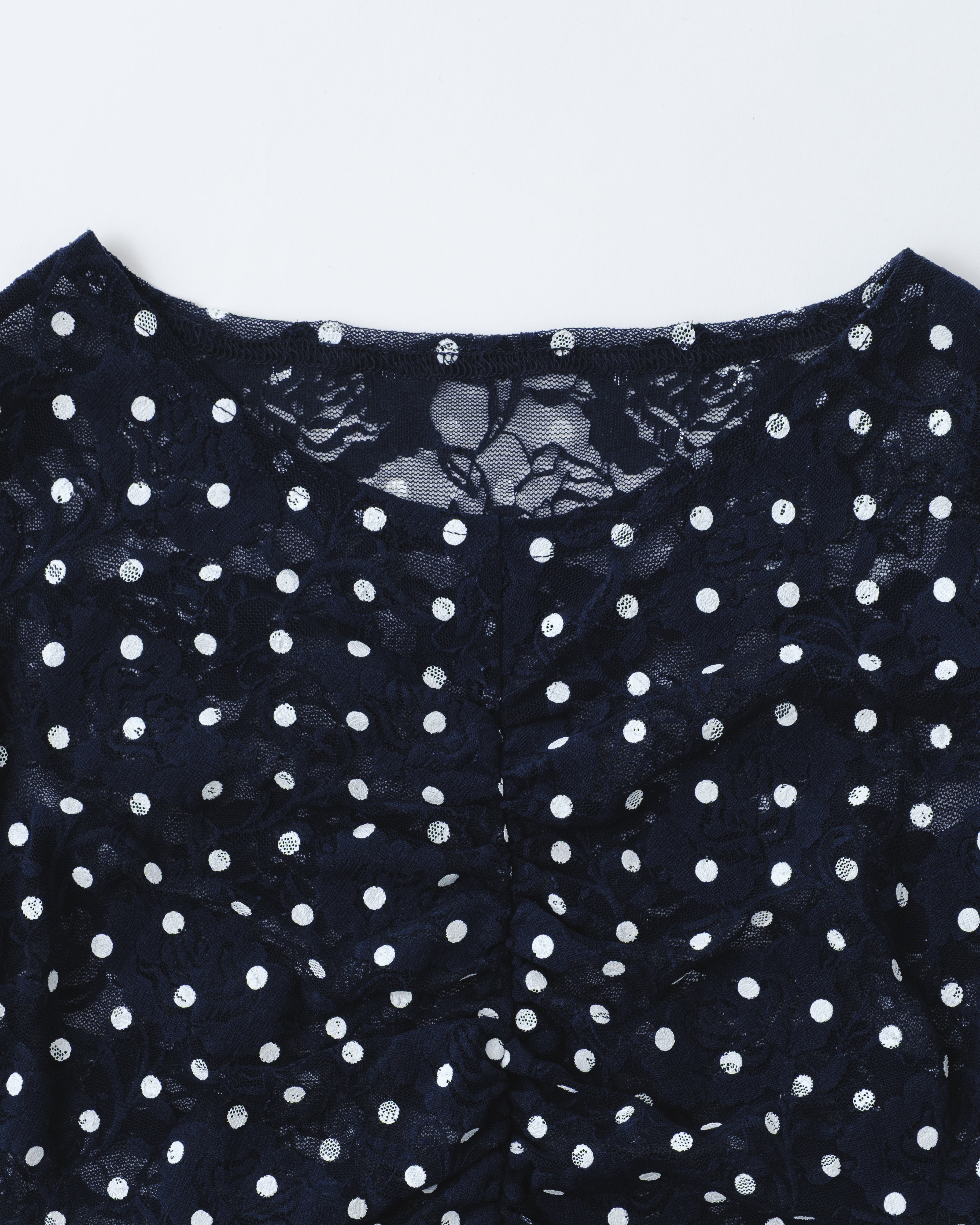 Dot lace gathered top