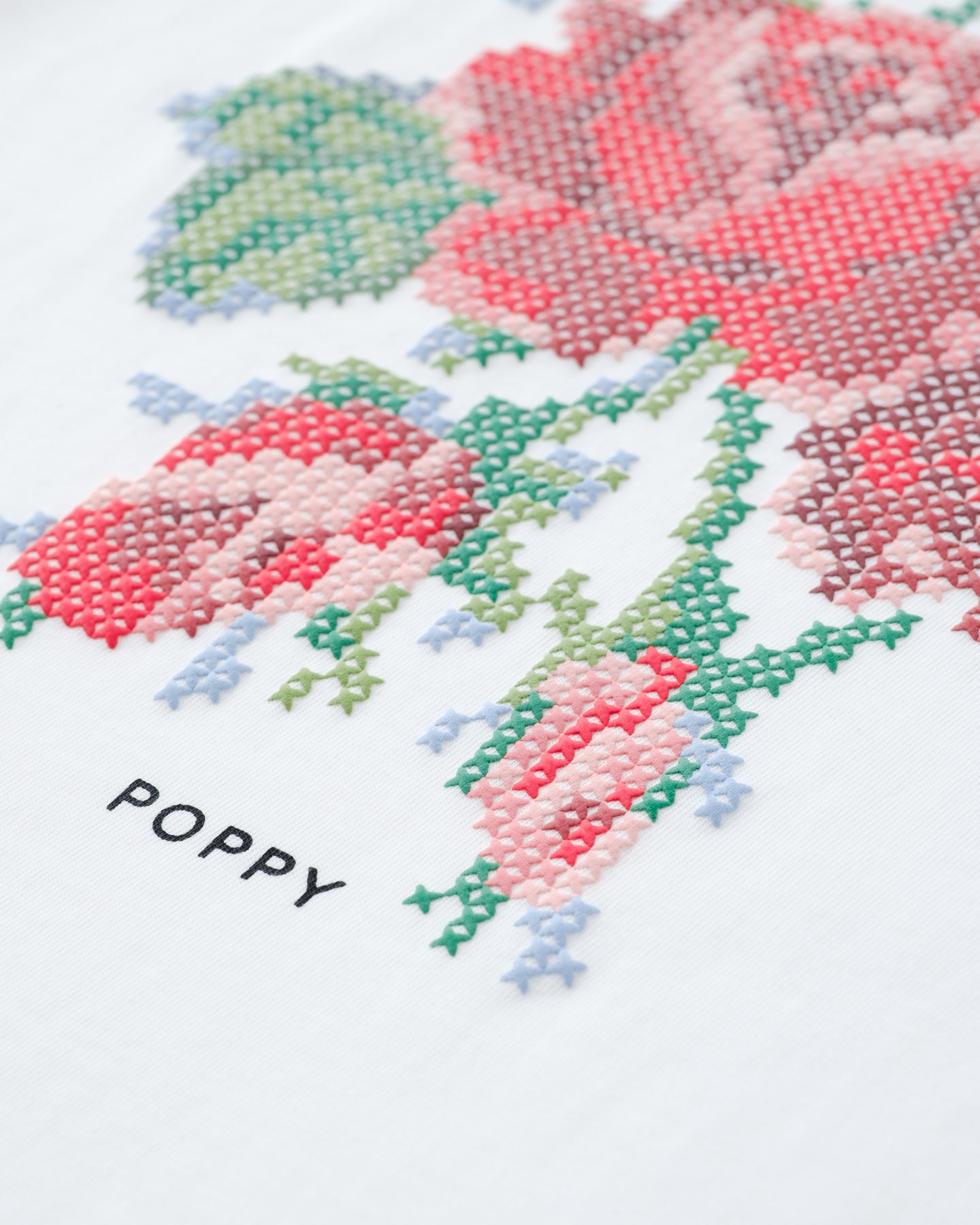 Flower cross-stitch print mini Tee