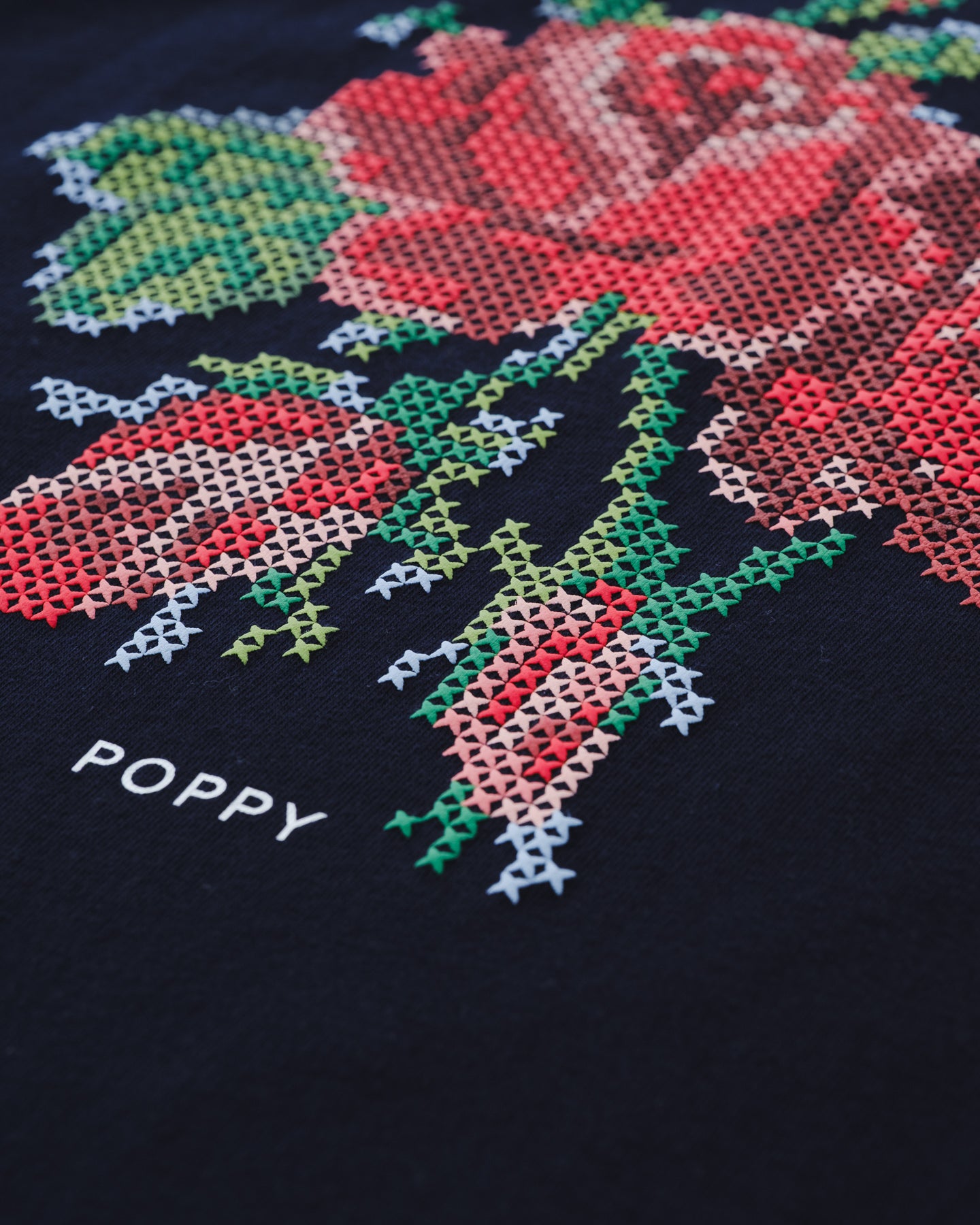 Flower cross-stitch print Tee