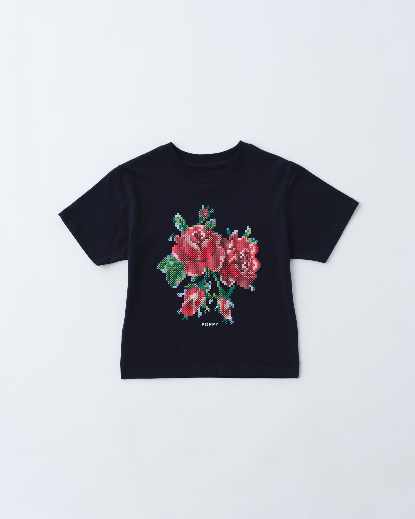 Flower cross-stitch print mini Tee