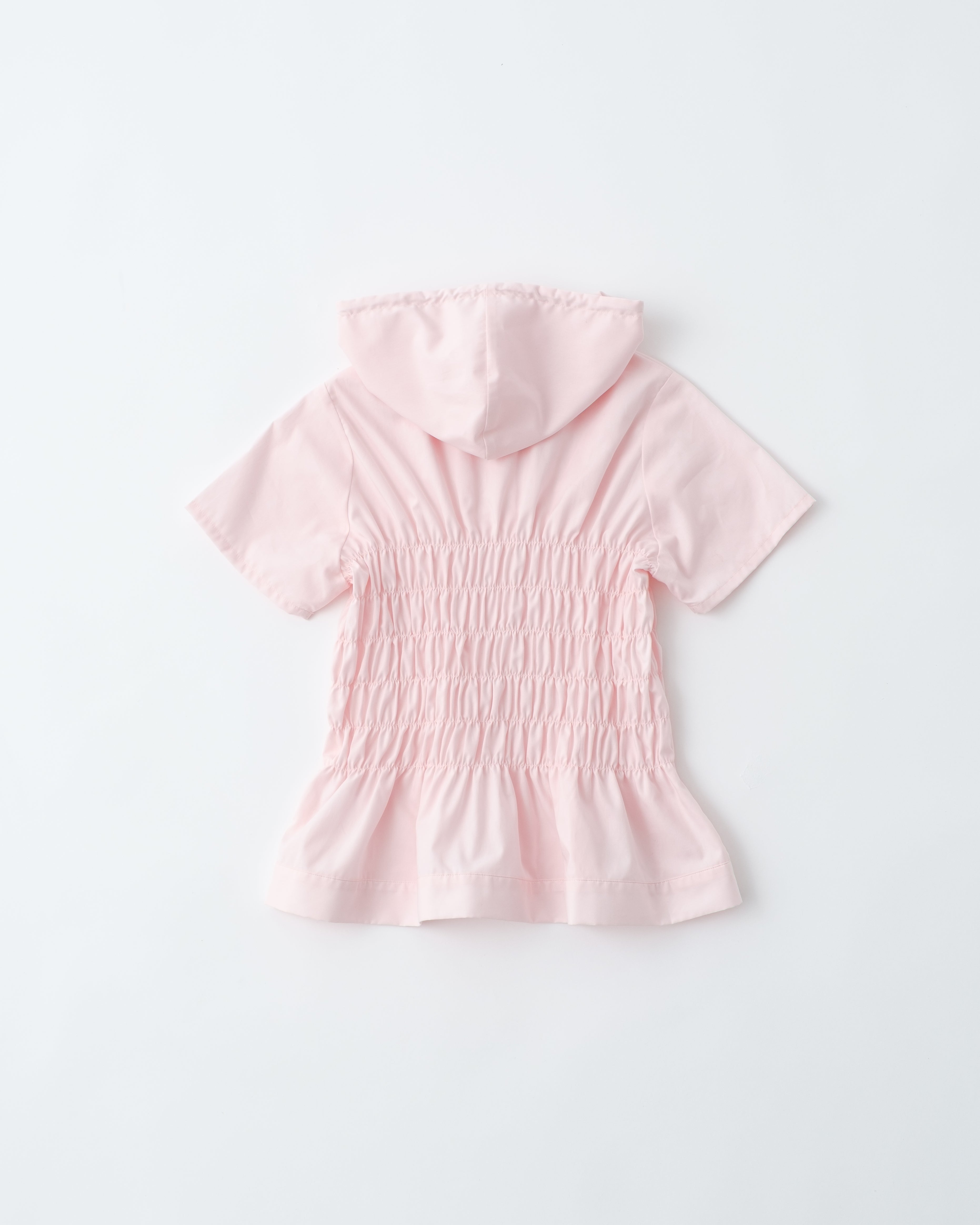 Short sleeve shirring hoodie shirt