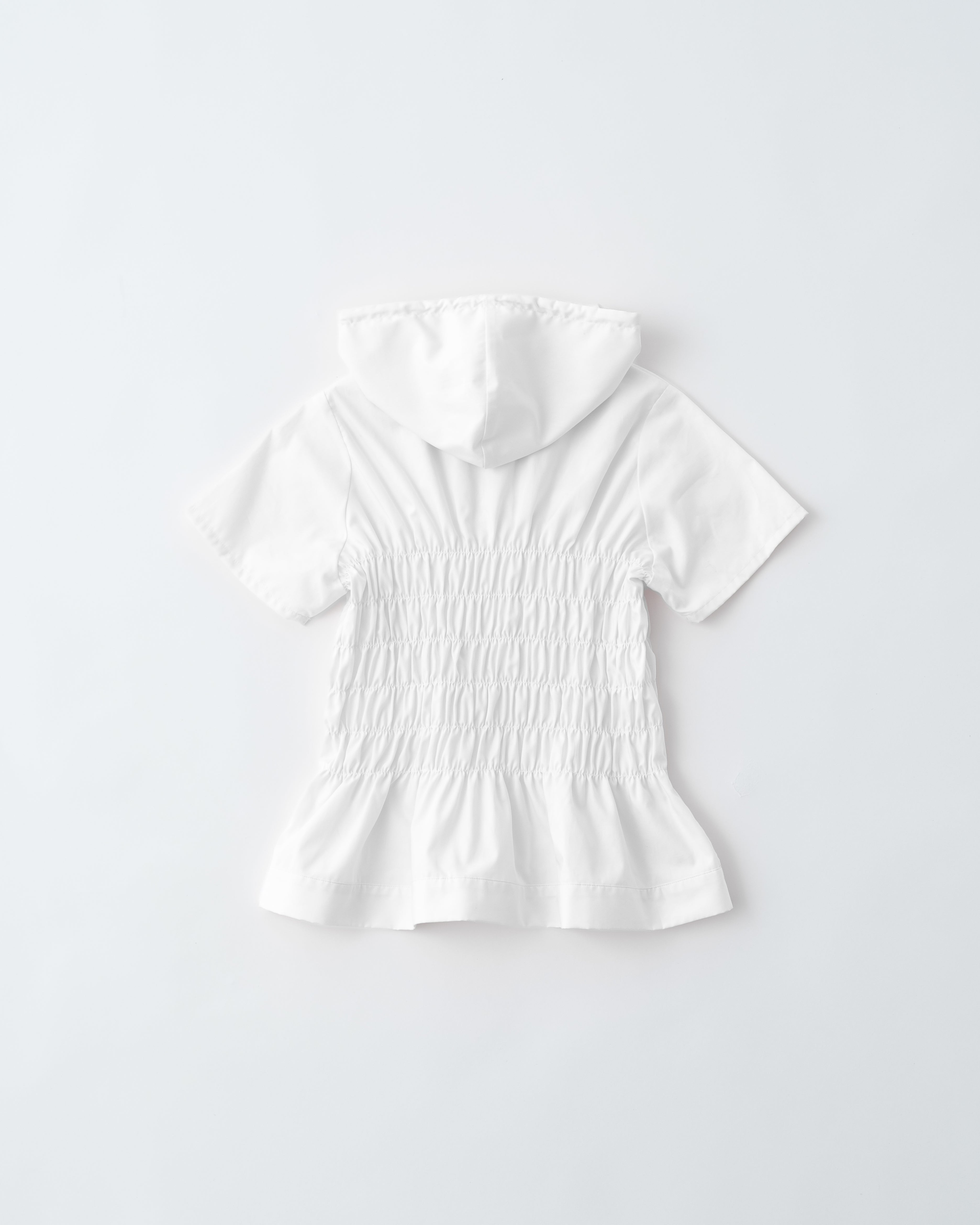 Short sleeve shirring hoodie shirt