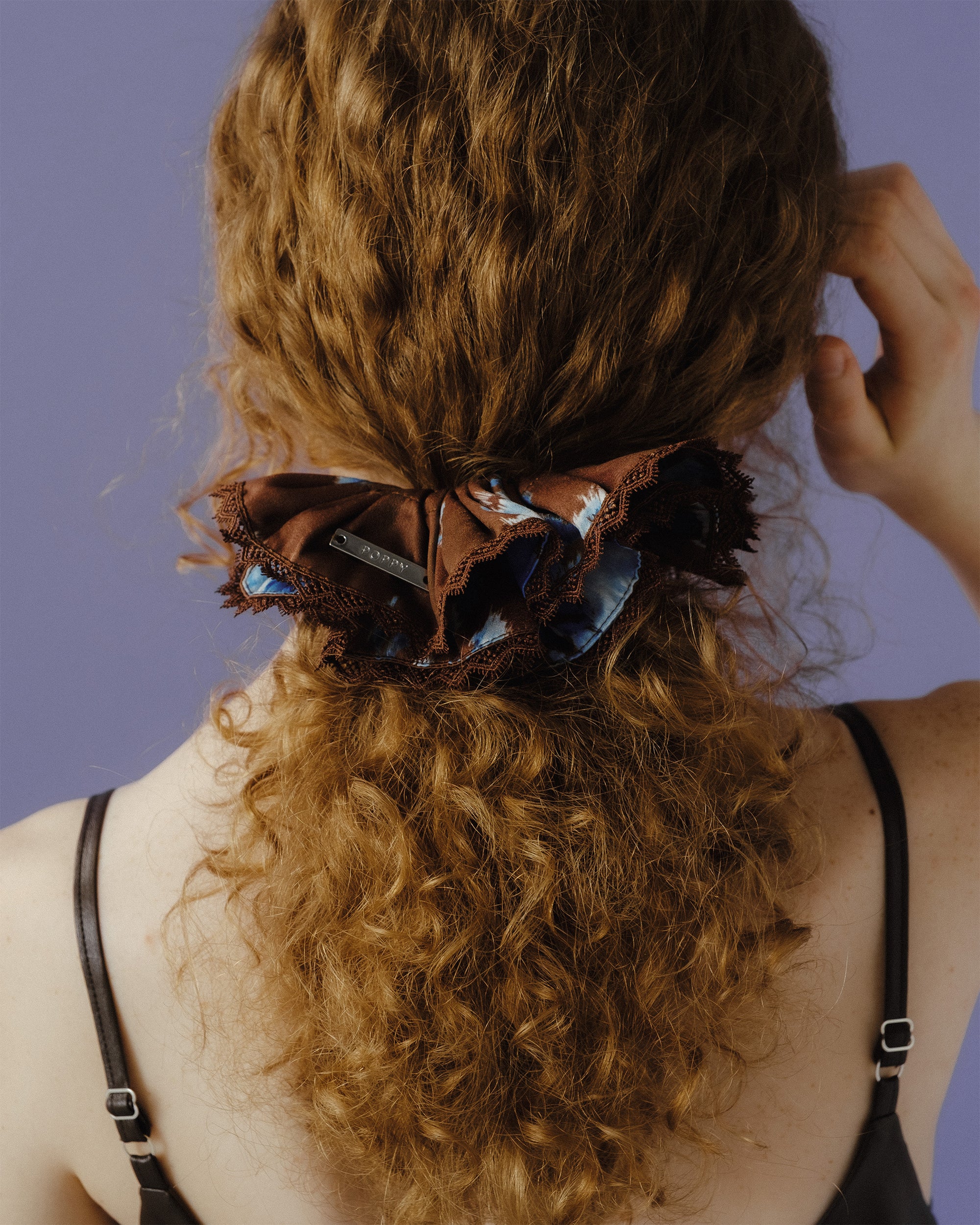 Floral satin scrunchie