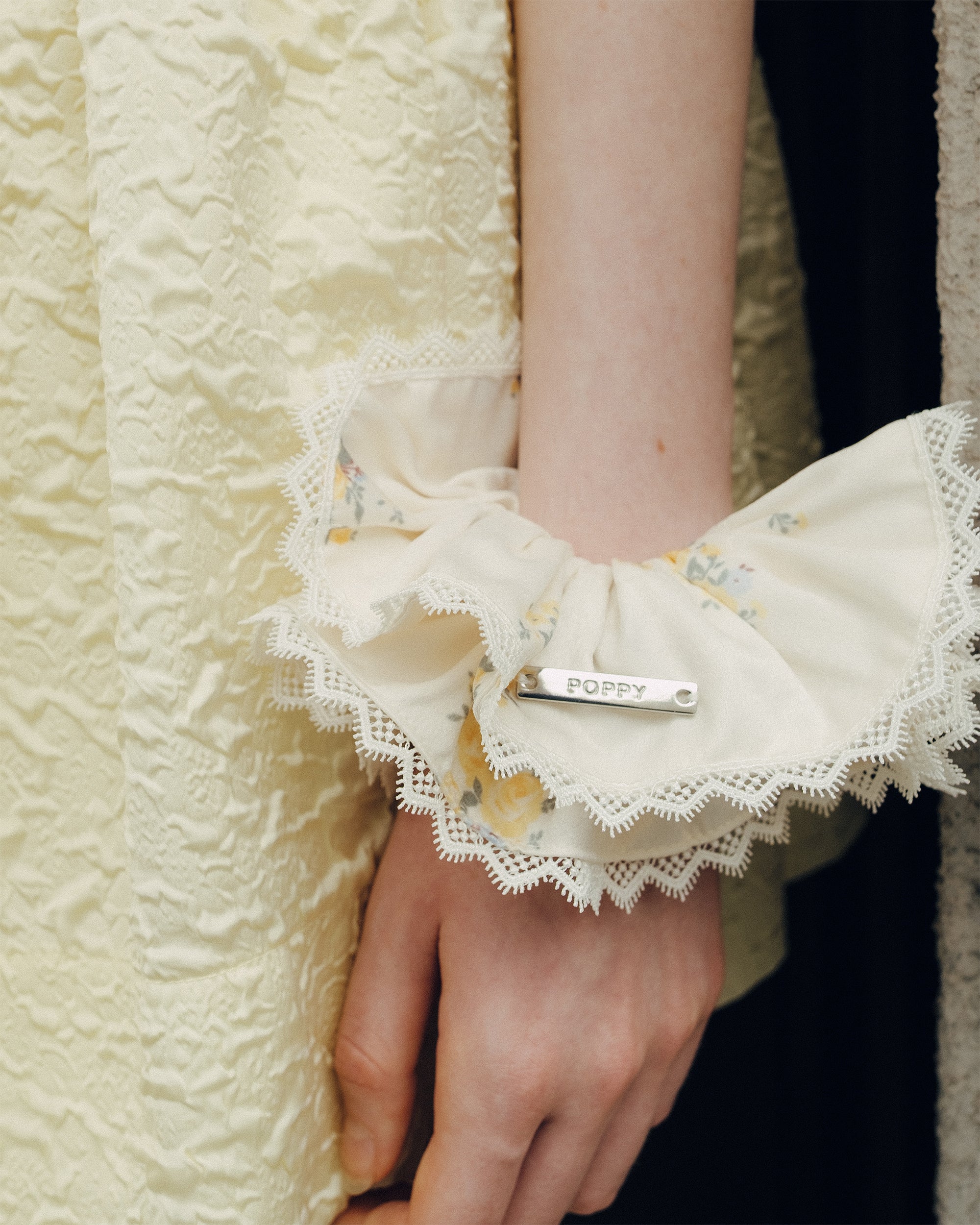 Floral satin scrunchie