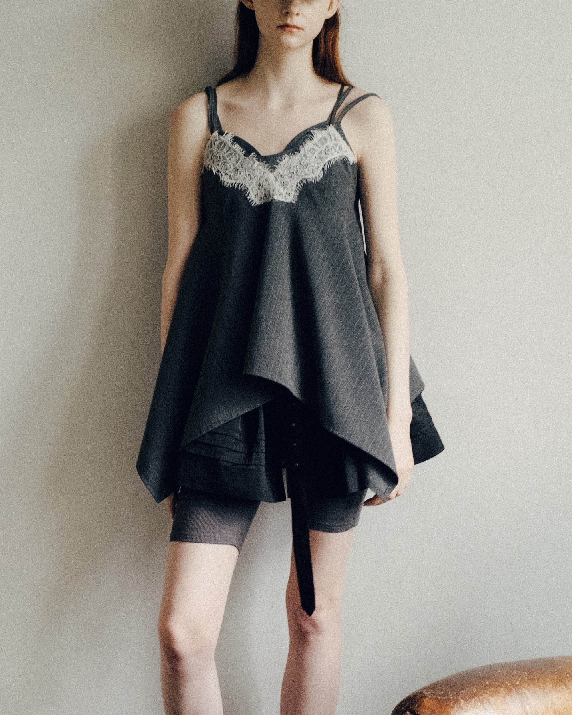 Handkerchief hem lace cami tunic