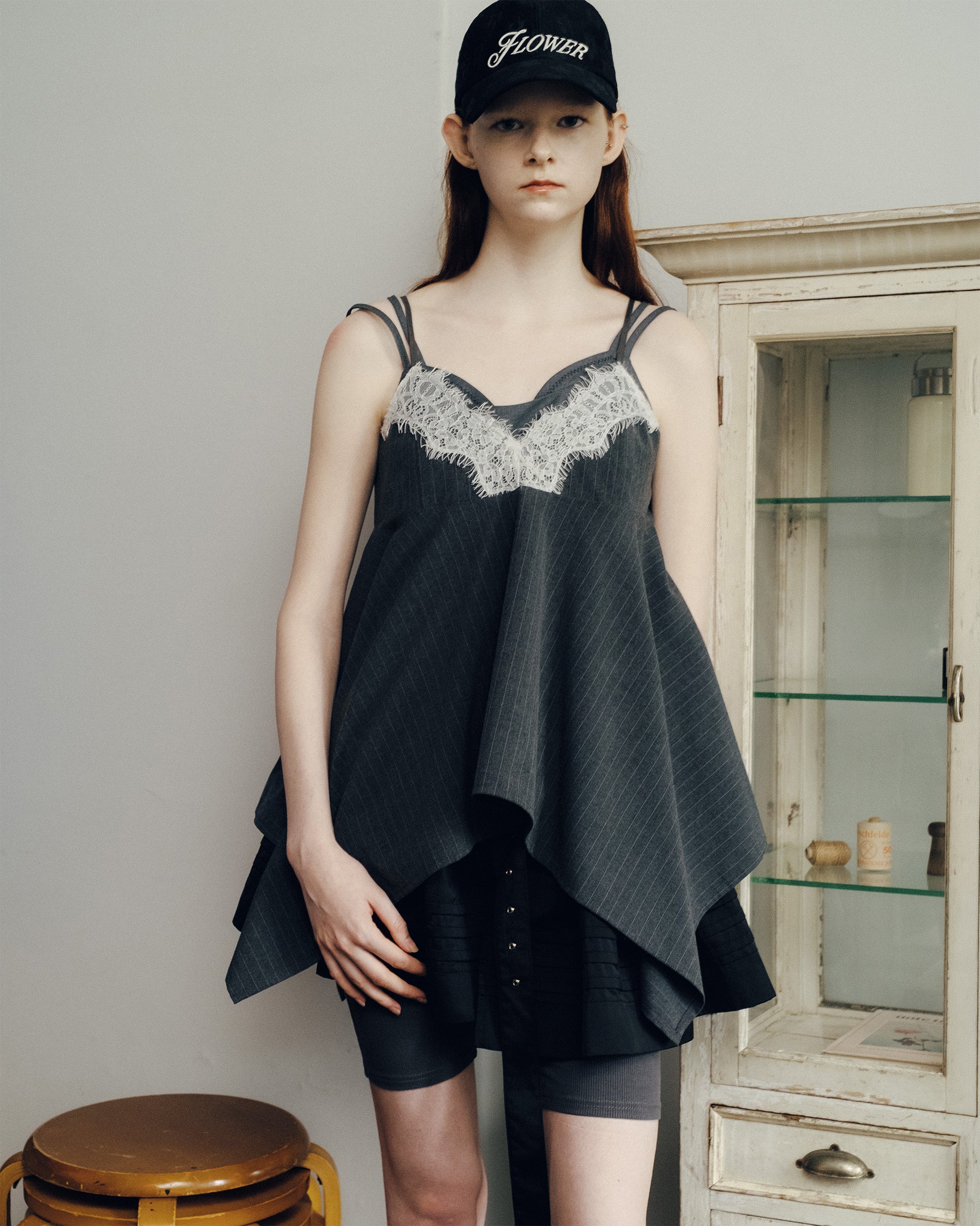 Handkerchief hem lace cami tunic